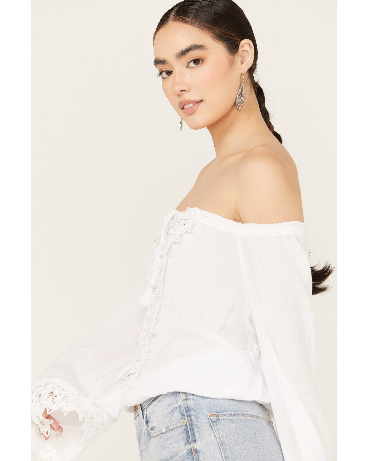 Wrangler Women's Off The Shoulder Long Sleeve Top