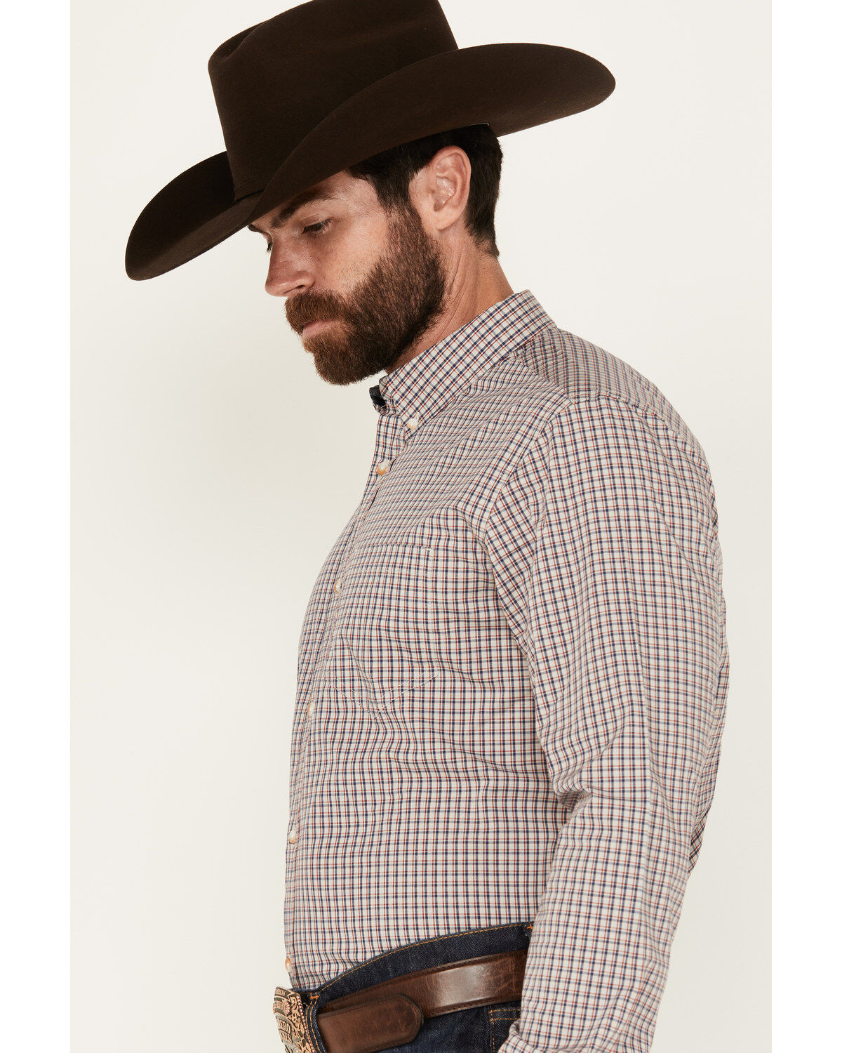 Cody James Men's Rowdy Plaid Print Long Sleeve Button-Down Western Shirt - Big