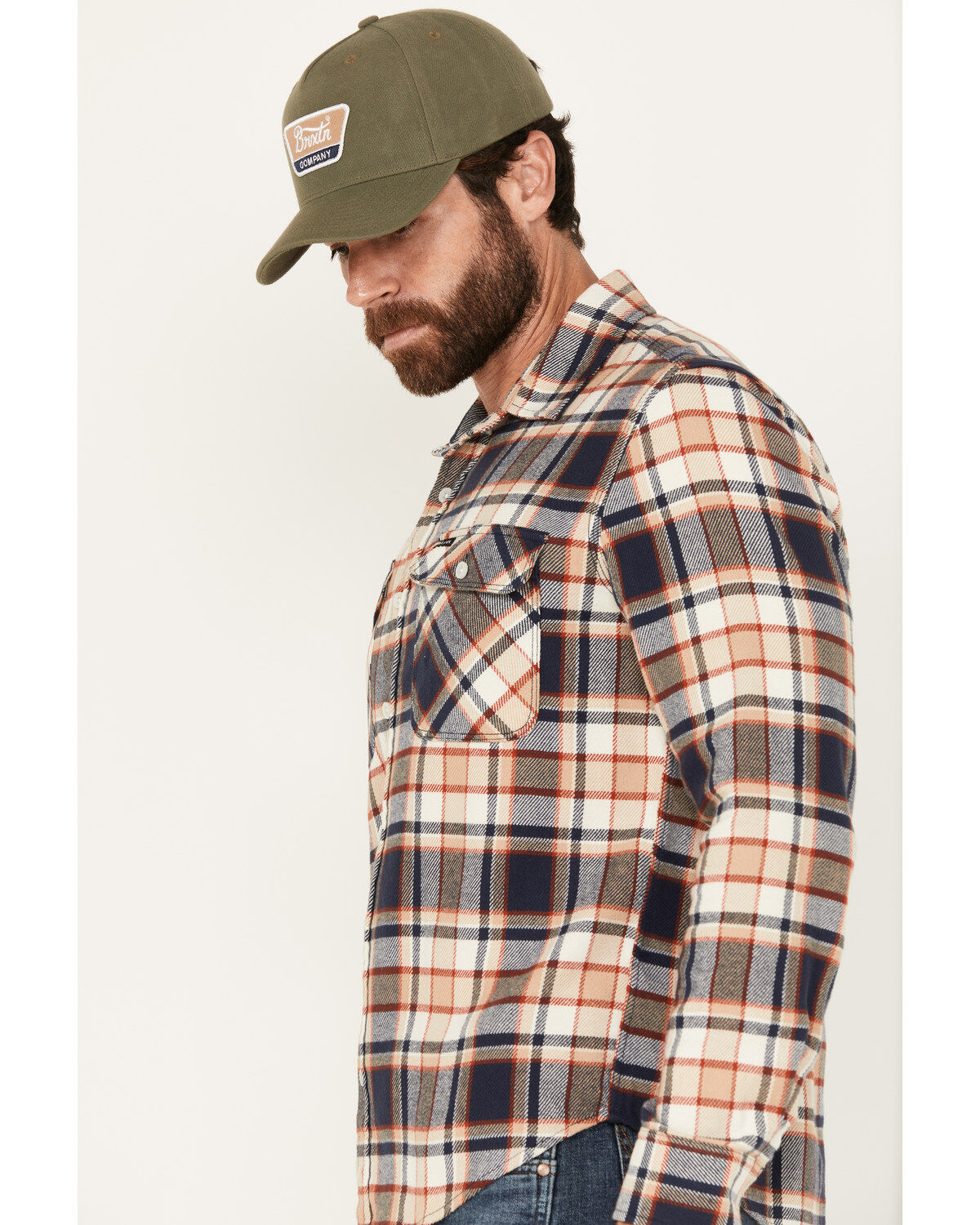 Brixton Men's Bowery Plaid Print Long Sleeve Button-Down Flannel Shirt