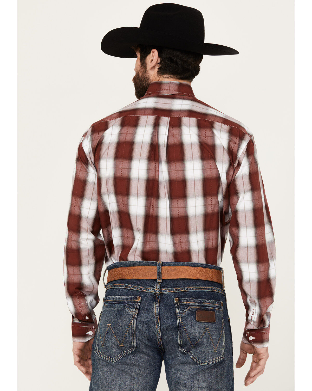 Stetson Men's Dobby Plaid Long Sleeve Button Down Western Shirt