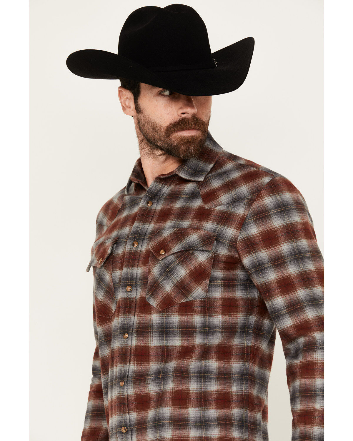 Pendleton Men's Wyatt Plaid Print Long Sleeve Snap Western Flannel Shirt
