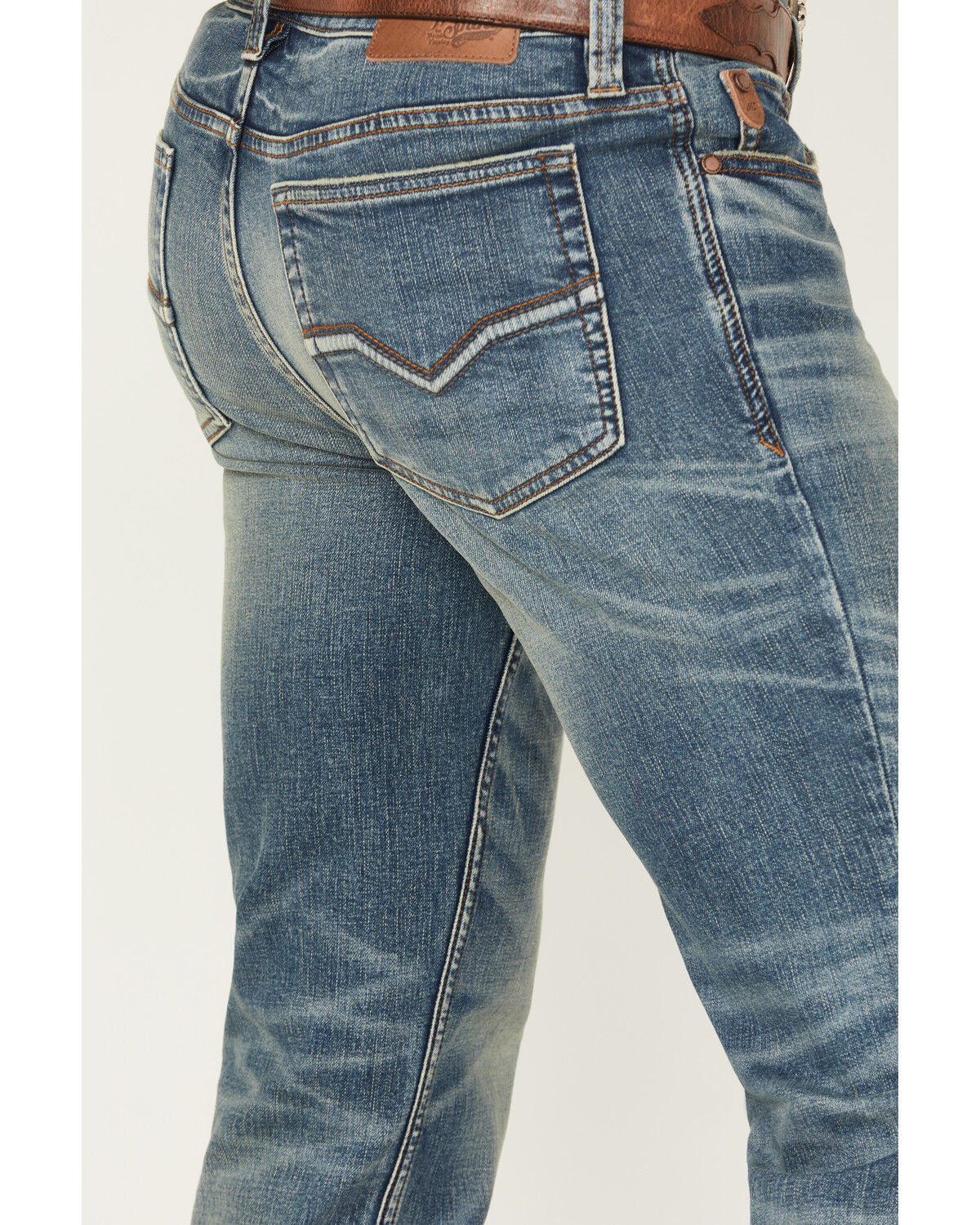 Moonshine Spirit Men's Twister Medium Wash Slim Straight Stretch Denim Jeans