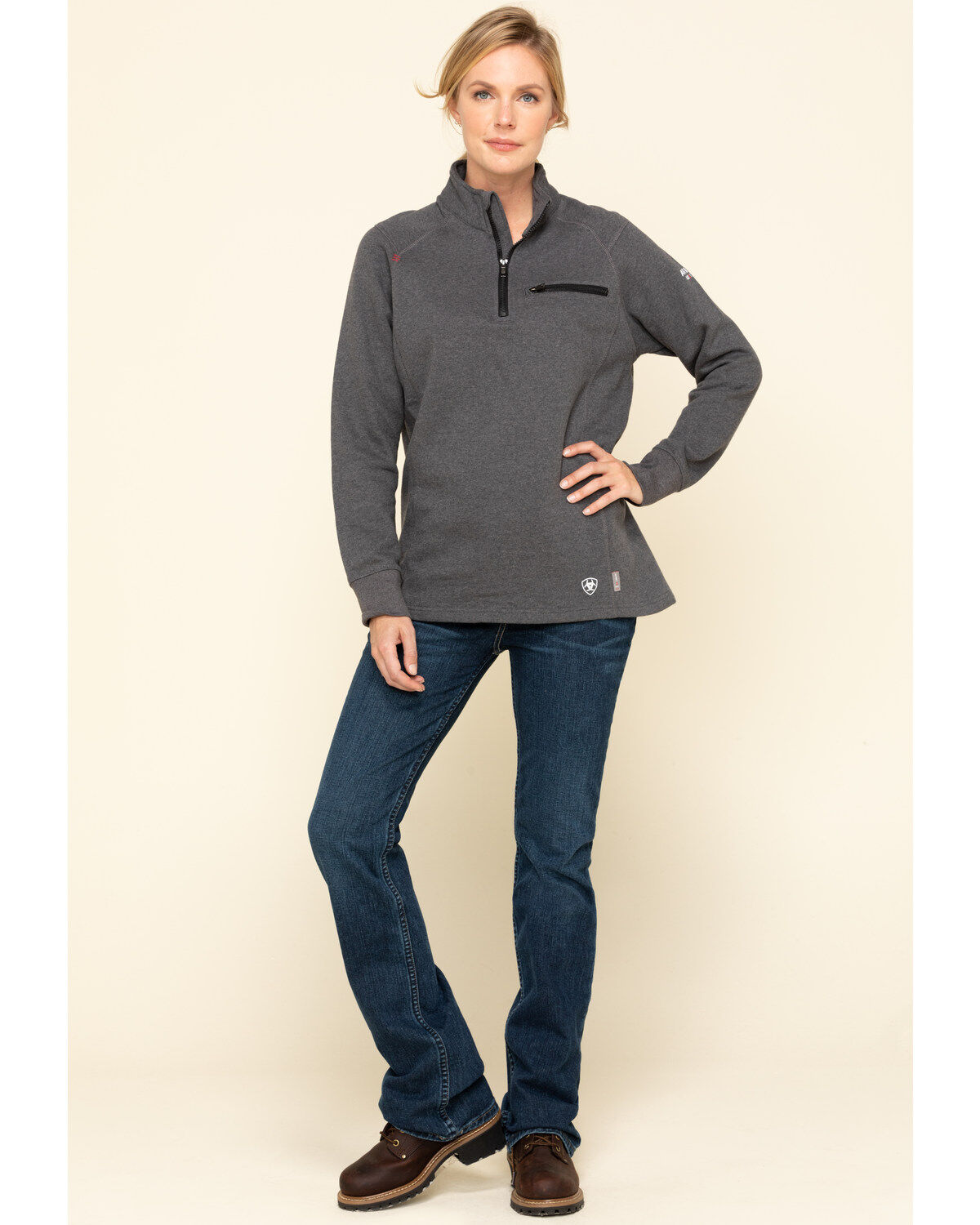 Ariat Women's Charcoal Heather FR Rev 1/4 Zip Pullover