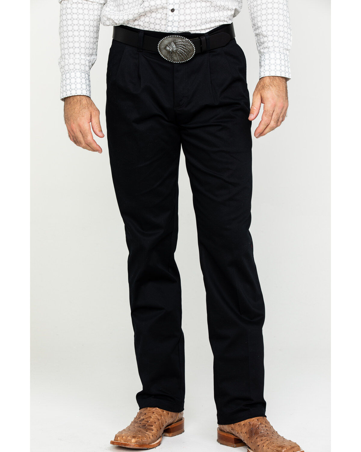 Wrangler Men's Black Casual Pleated Front Western Pants
