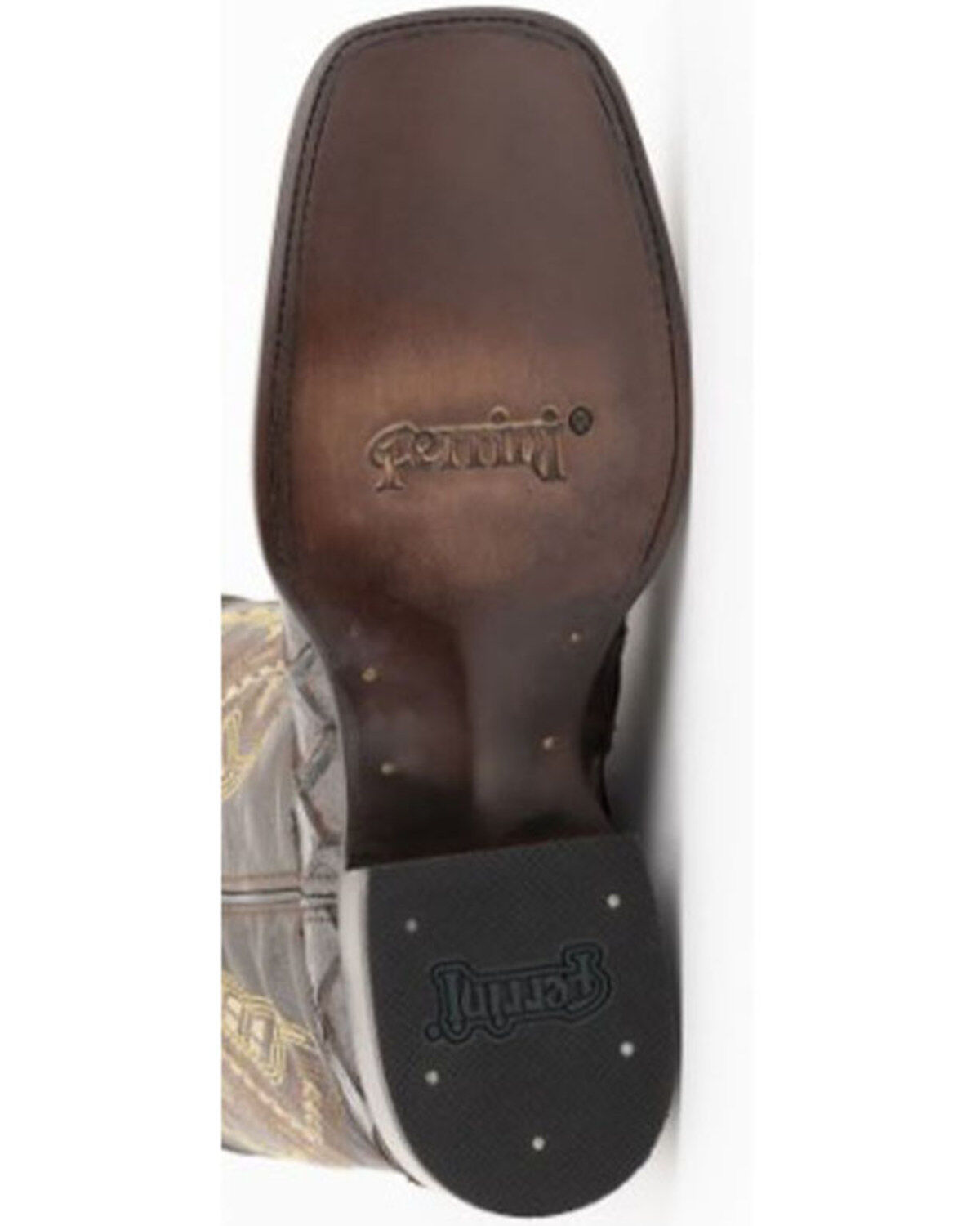 Ferrini Men's Bronco Brown Pirarucu Print Western Boots - Broad Square Toe