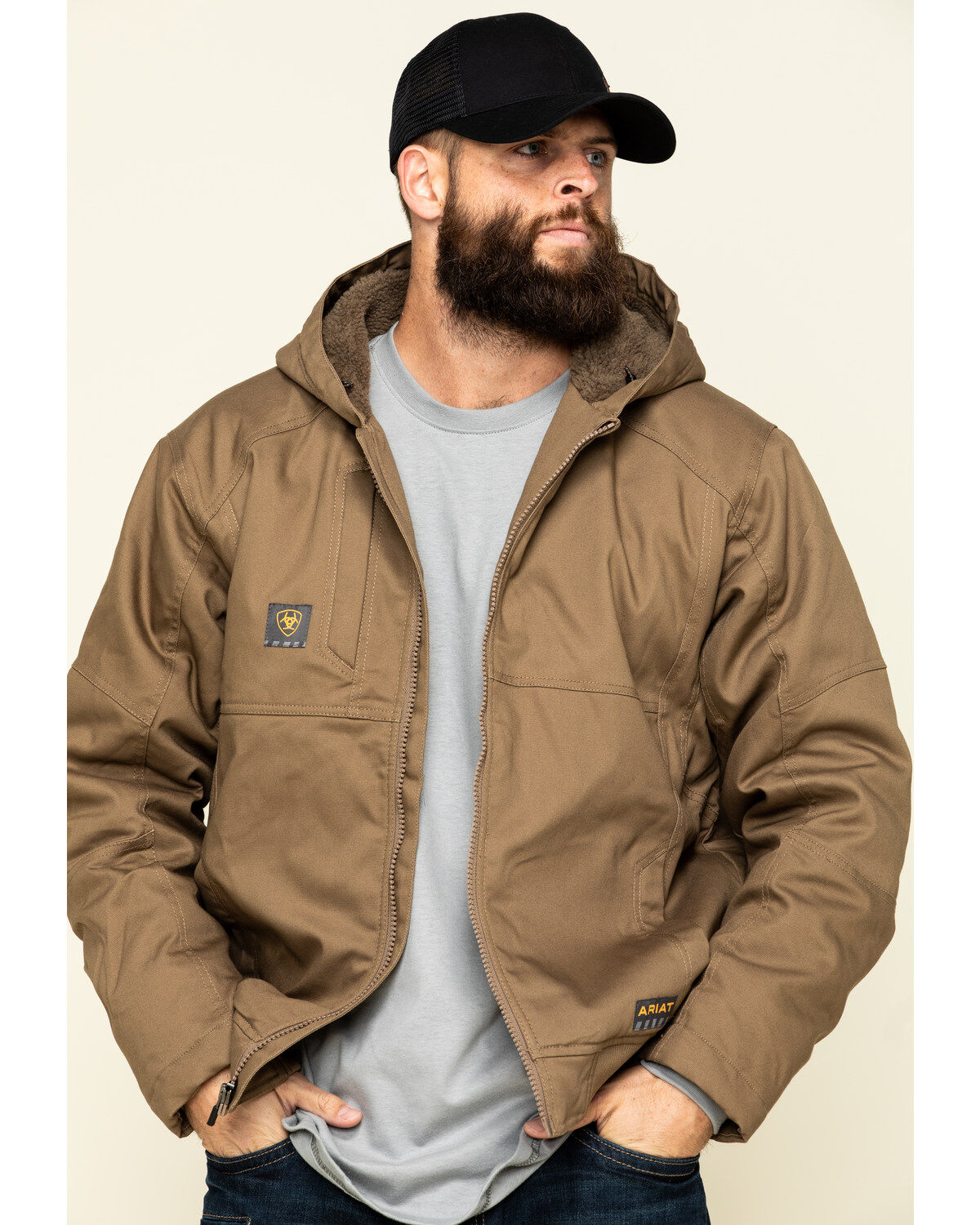 Ariat Men's Field Khaki Rebar Duracanvas Hooded Work Jacket