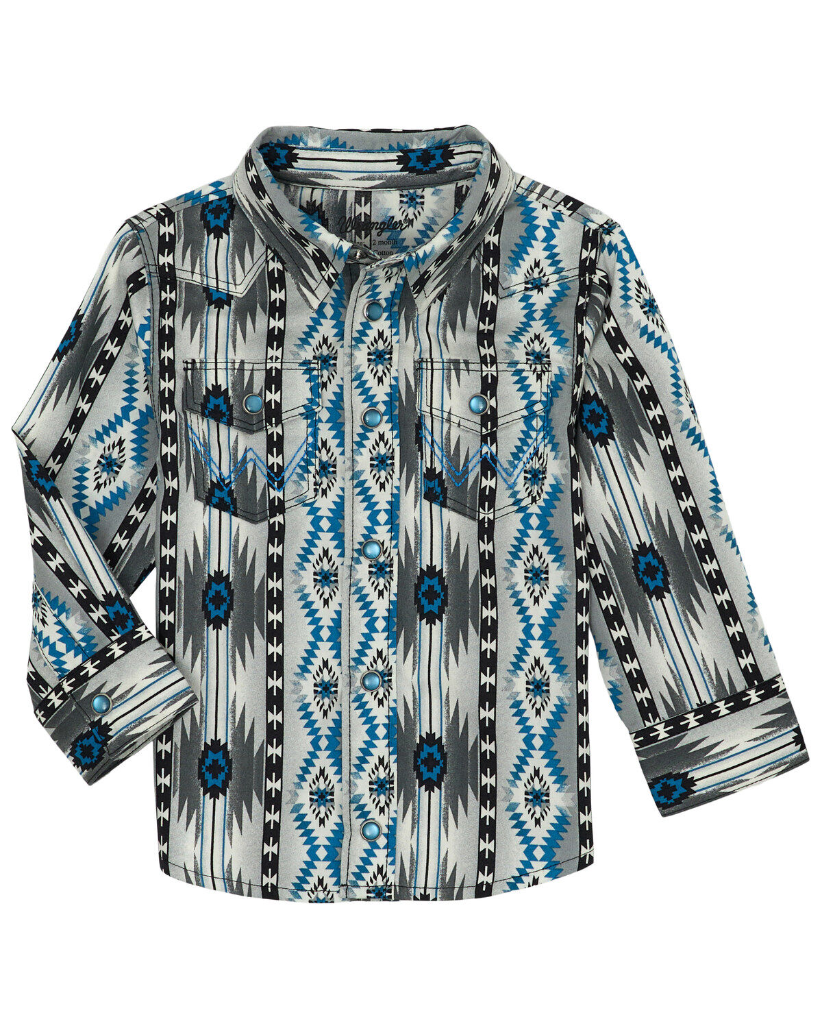 Wrangler Toddler Boys' Southwestern Print Long Sleeve Snap Western Shirt
