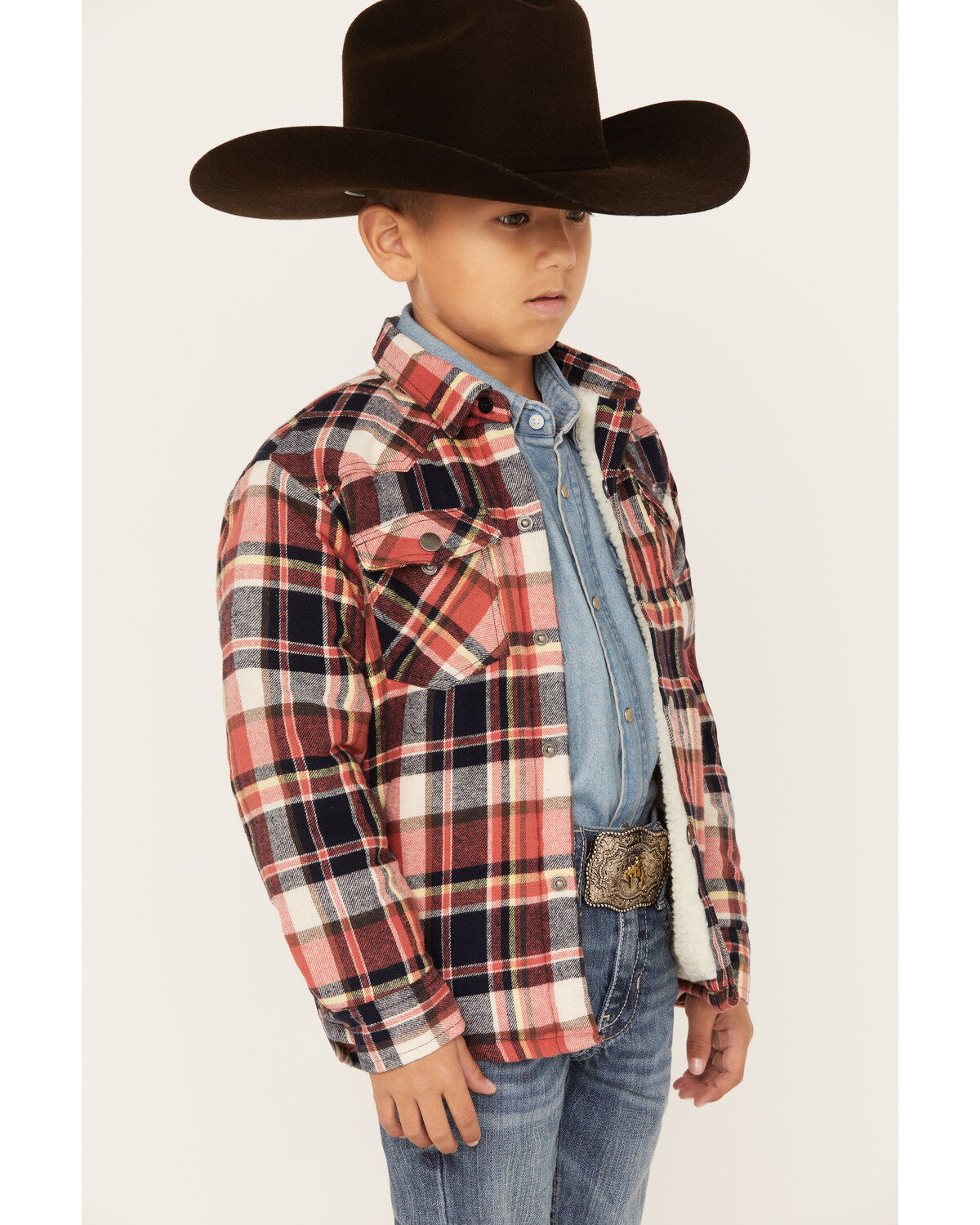 Roper Boys' Plaid Print Long Sleeve Flannel Shacket