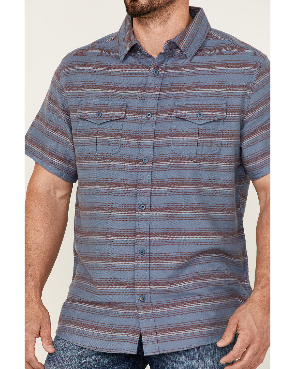 Brothers and Sons Men's Striped Short Sleeve Button Down Western Shirt