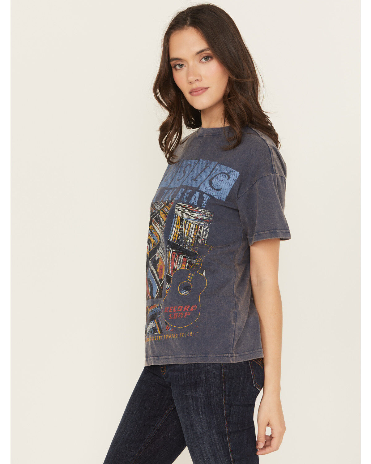 Cleo + Wolf Women's Elliot Record Short Sleeve Boyfriend Graphic Tee