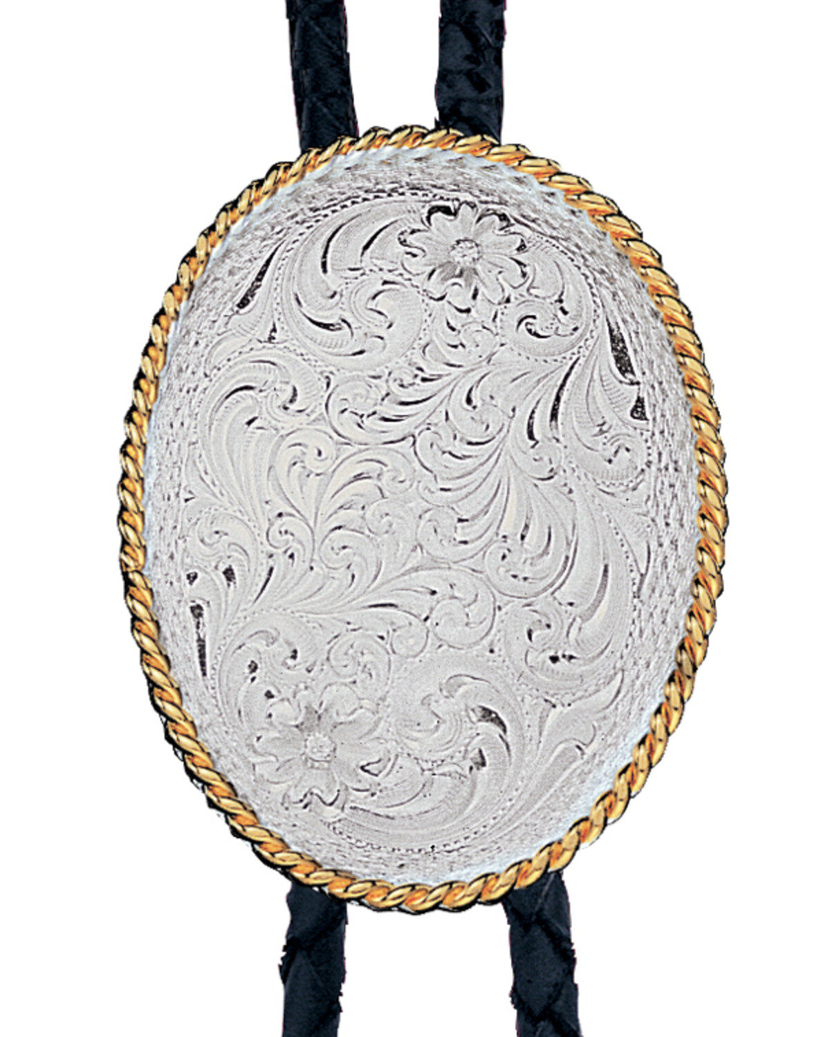 Montana Silversmiths Men's Engraved Silver Bolo Tie