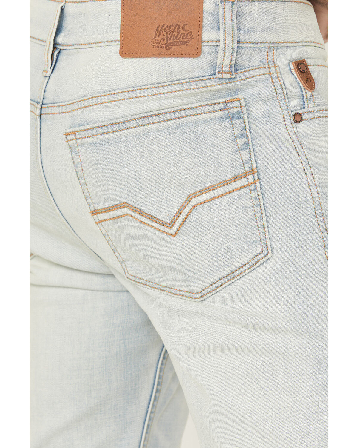 Moonshine Spirit Men's Savage Light Wash Slim Bootcut Stretch Denim Jeans