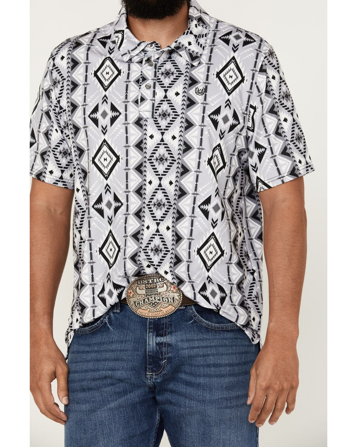 Panhandle Men's Southwestern Print Short Sleeve Performance Polo Shirt