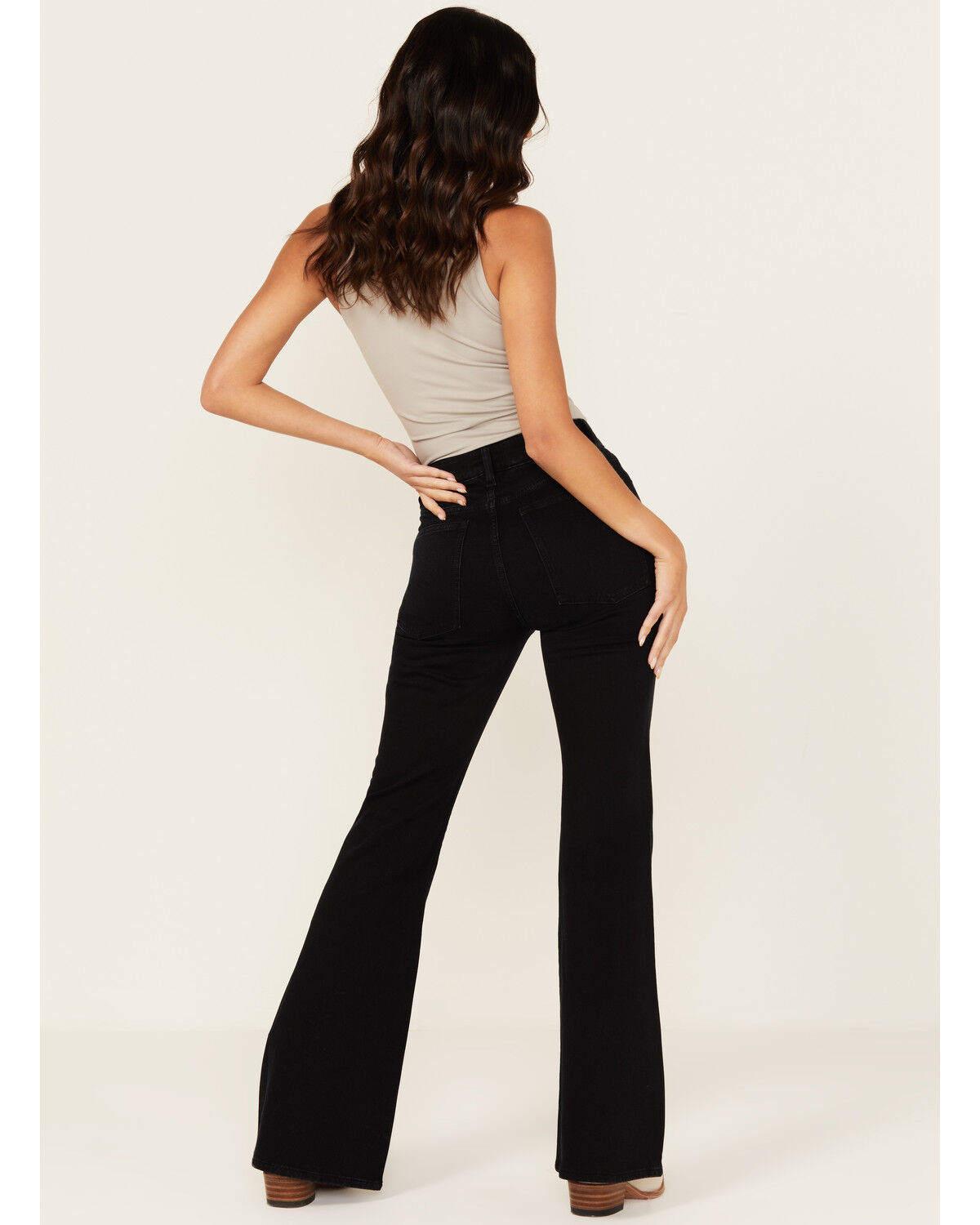 Warp + Weft Women's Mia Dark Wash High Rise Flare Stretch Denim Jeans