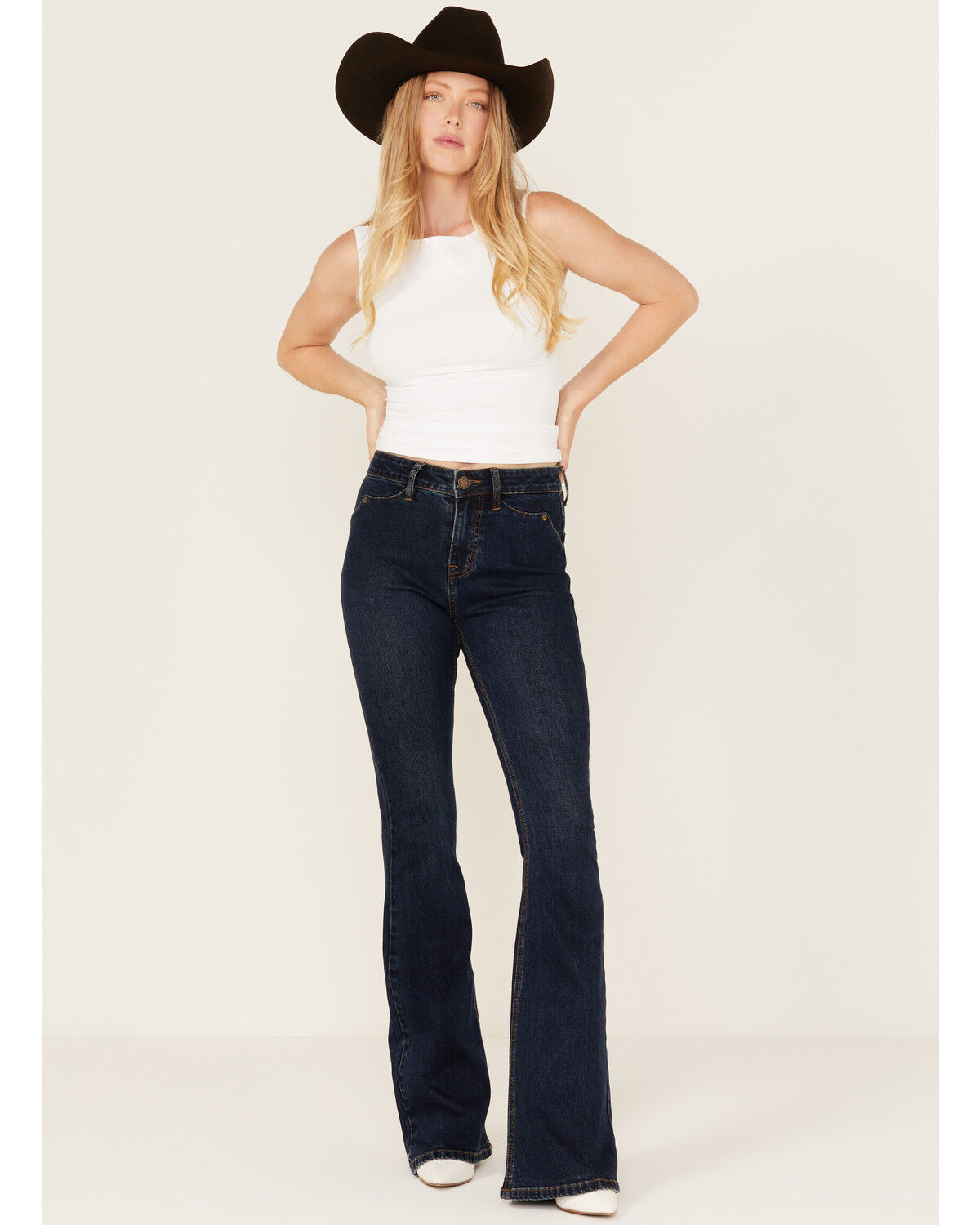 Rock & Roll Denim Women's Dark Wash High Rise Flare Stretch Denim Jeans