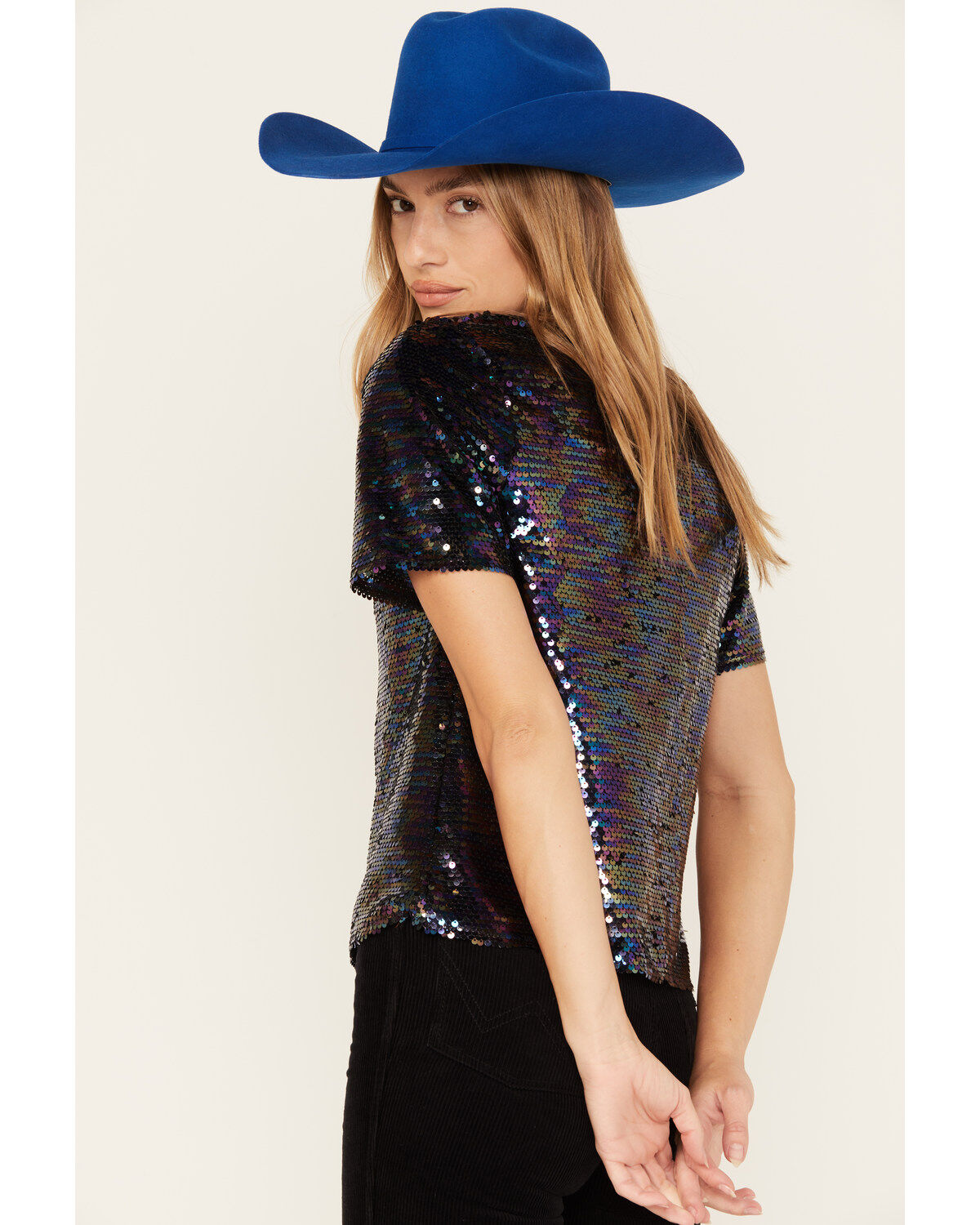 Molly Bracken Women's Oil Slick Sequin Top