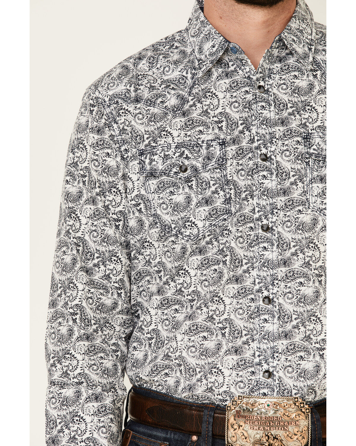 Moonshine Spirit Men's Ricochet Paisley Print Long Sleeve Snap Western Shirt