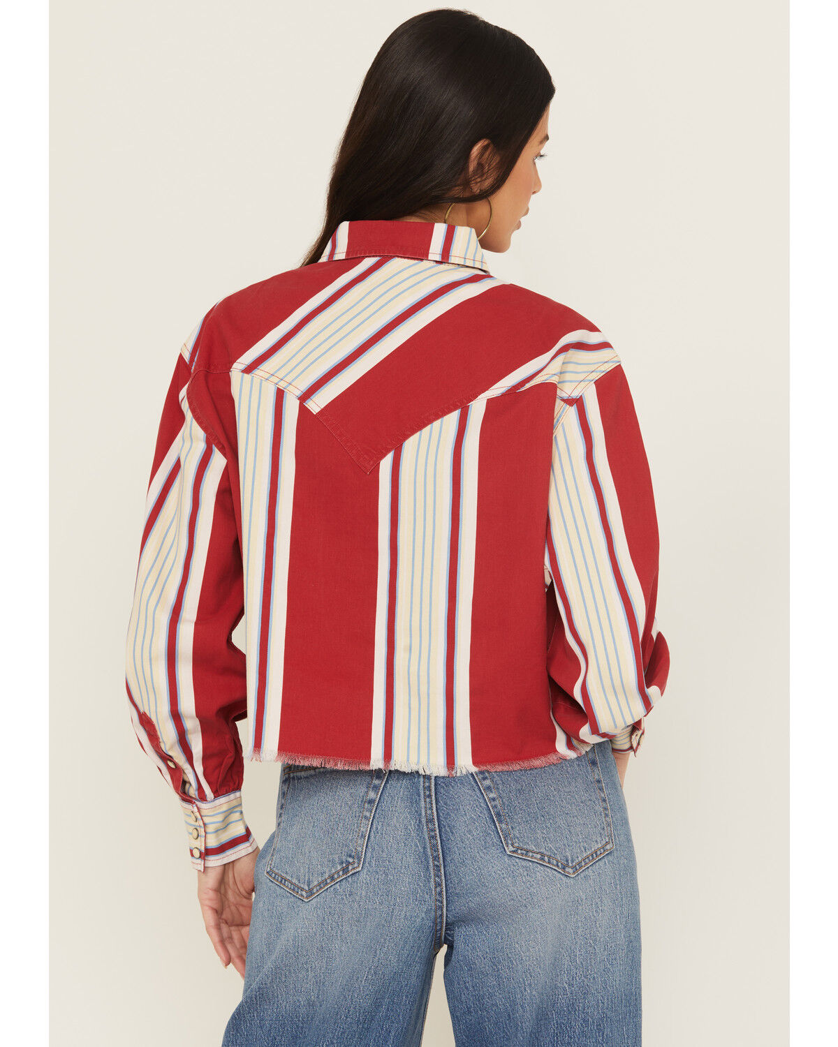 Wrangler Women's Modern Striped Long Sleeve Heritage Long Sleeve Snap Western Shirt