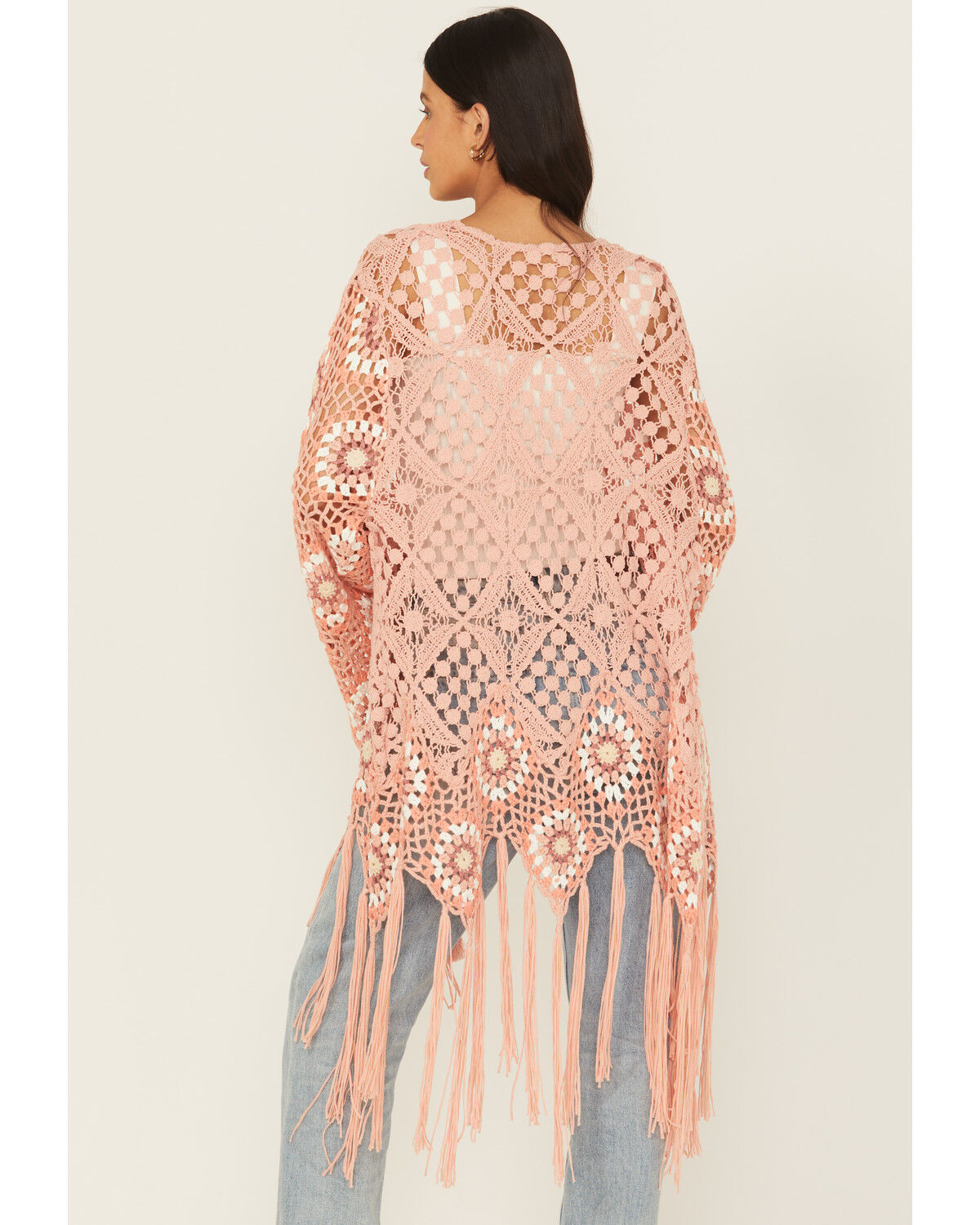 Miss Me Women's Crochet Fringe Kimono