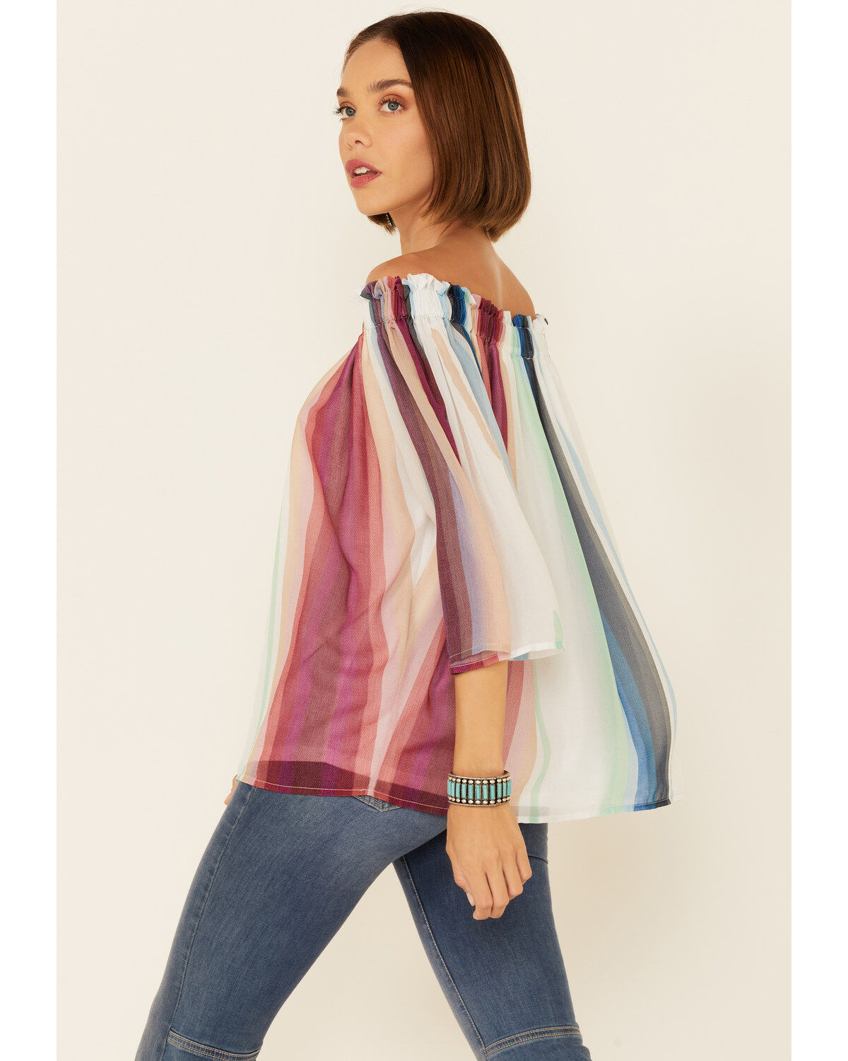 Tasha Polizzi Morroco Striped Off-Shoulder Top