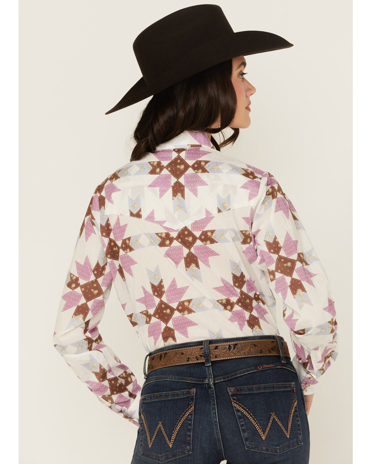 Cowboygirl by Jenna Paulette Women's Patchwork Print Long Sleeve Pearl Snap Western Shirt