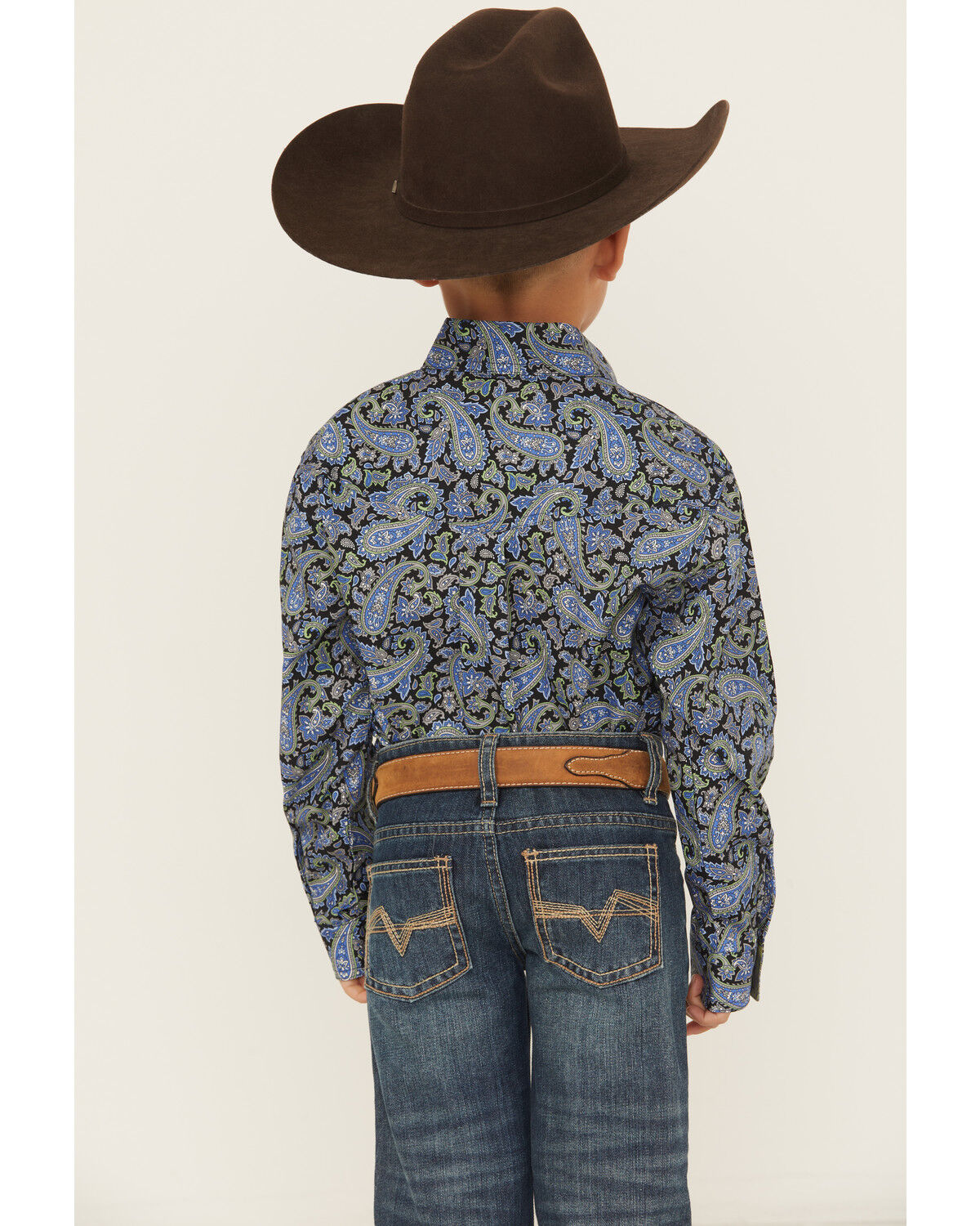 Roper Boys' Paisley Print Long Sleeve Button-Down Western Shirt