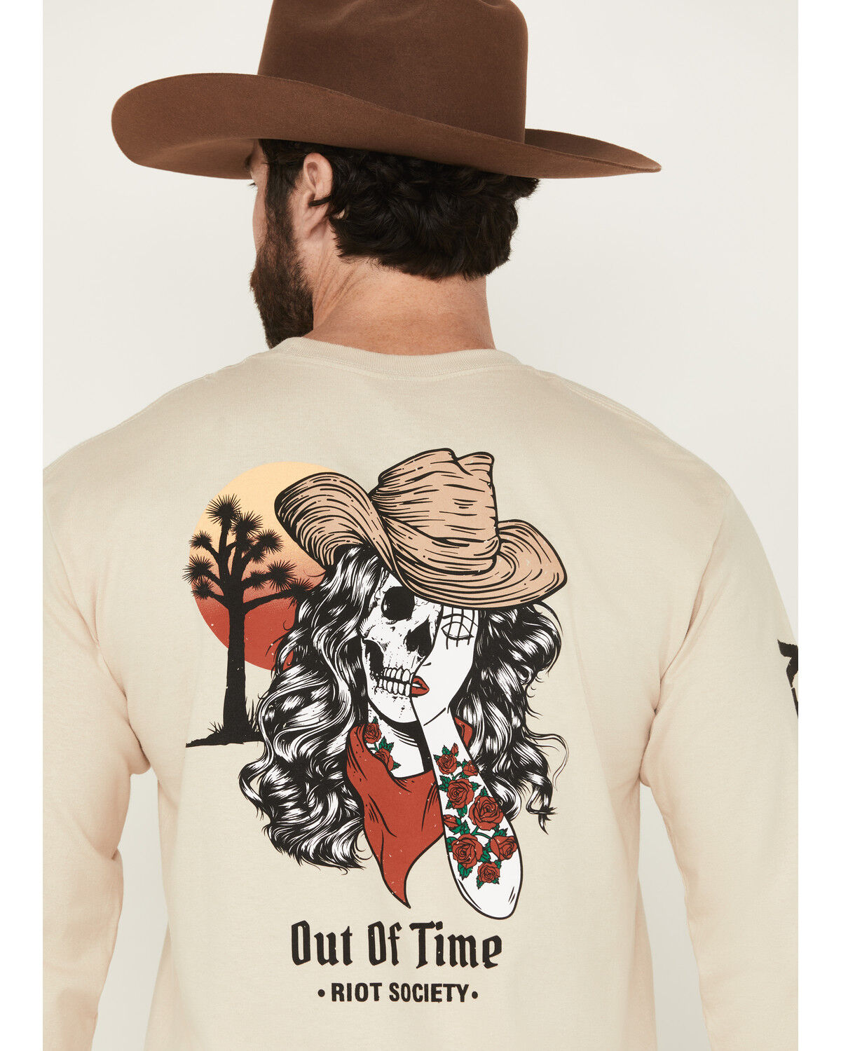 Riot Society Men's Out Of Time Cowgirl Long Sleeve Graphic T-Shirt
