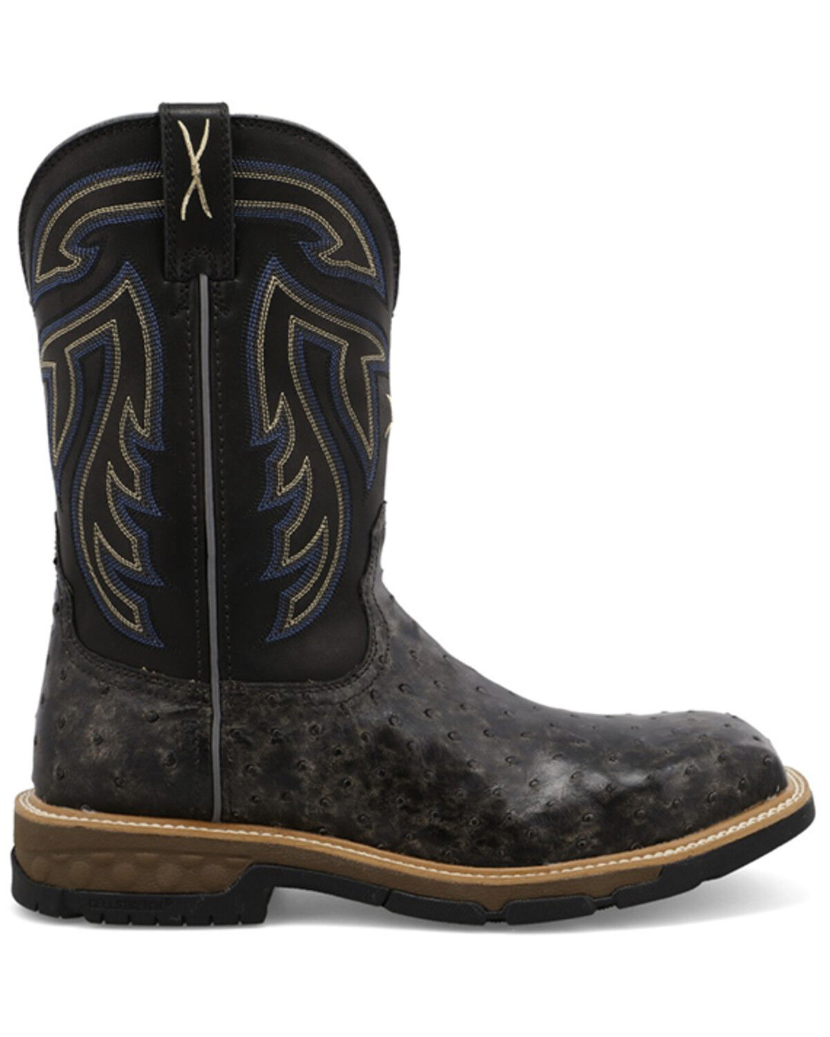 Twisted X Men's 11" Exotic Ostrich Western Work Boots - Nano Composite Toe