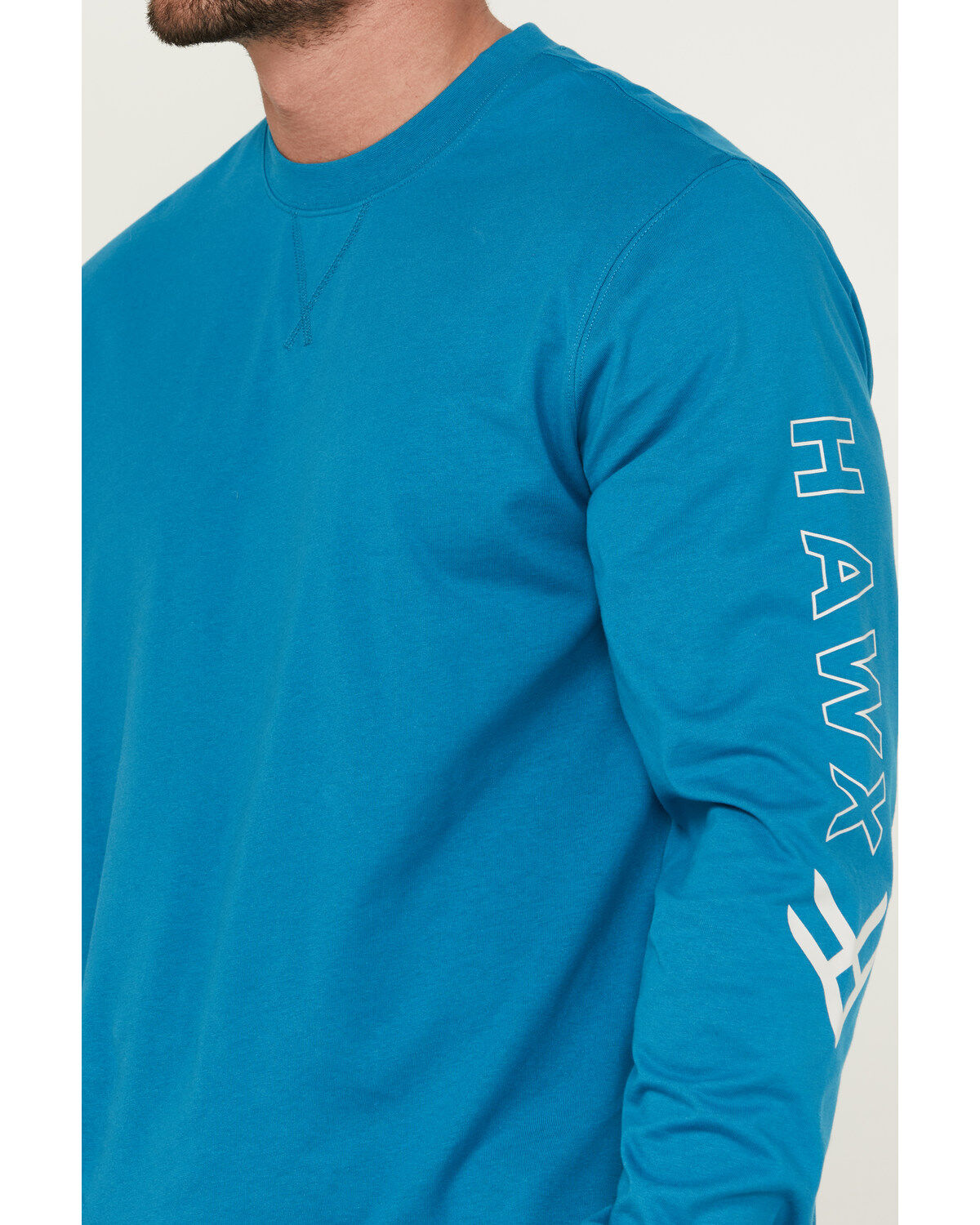 Hawx Men's Long Sleeve Knit Solid Logo Long Sleeve Work T-Shirt - Tall