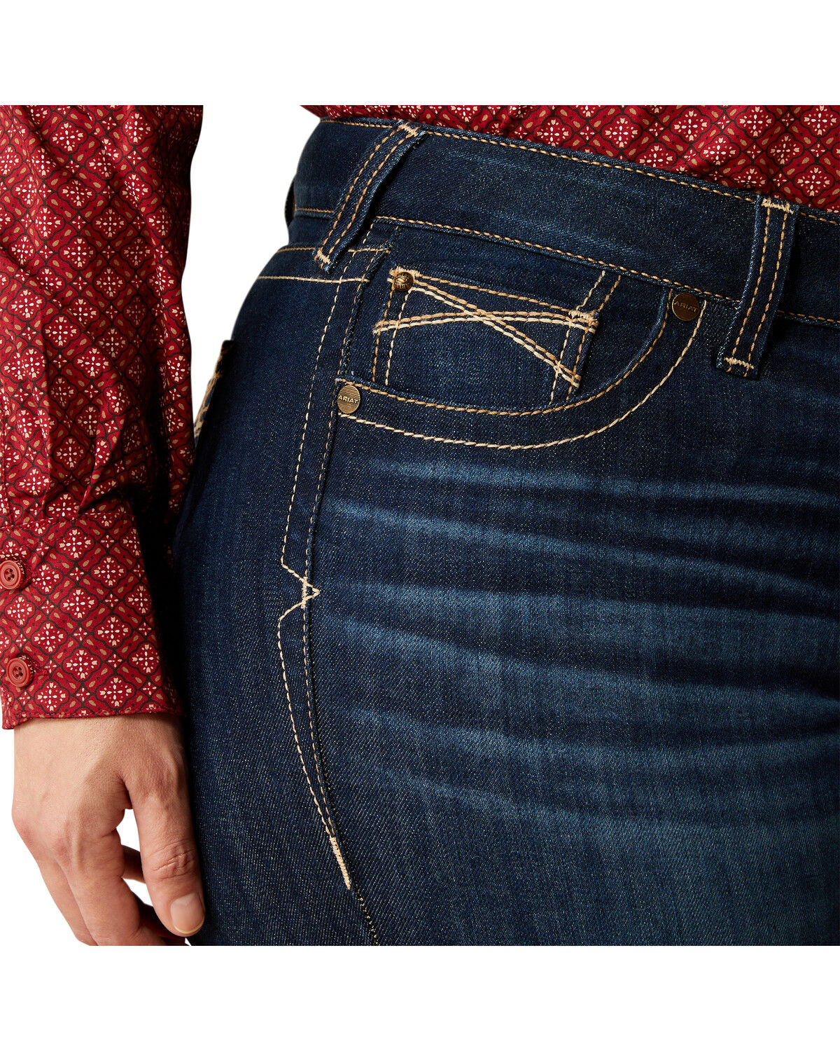 Ariat Women's Lizzie Dark Wash Mid Rise Trouser Stretch Denim Jeans - Plus