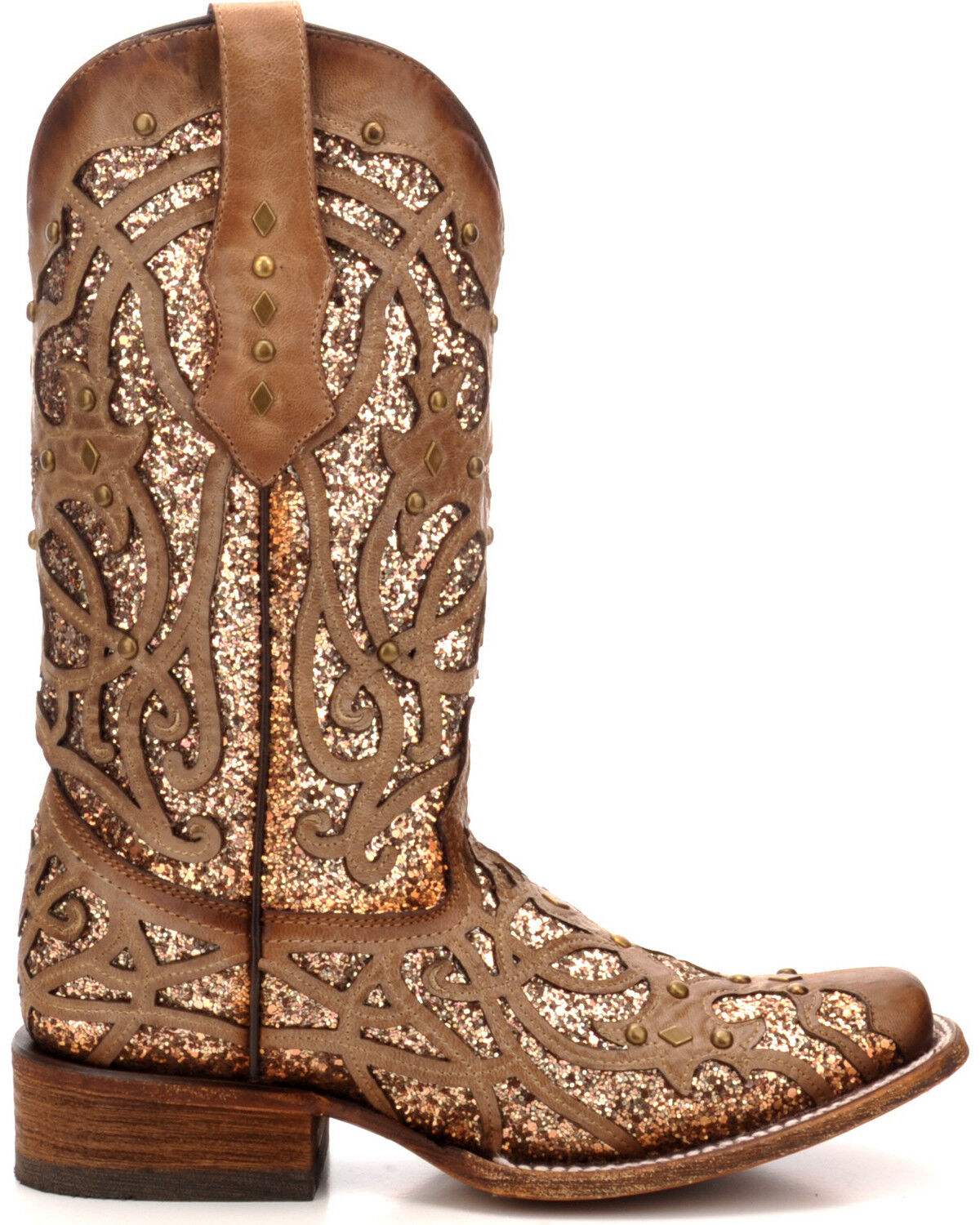 Corral Women's Orix Glitter Inlay & Studded Western Boots - Square Toe