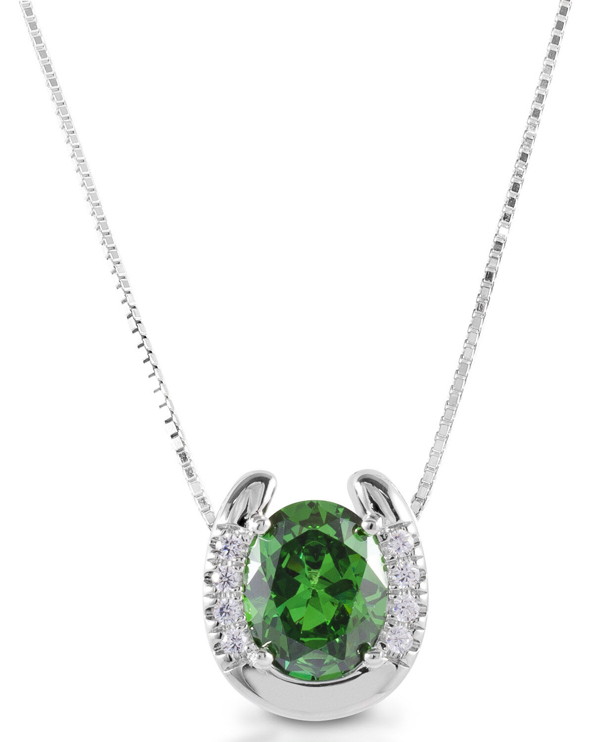 Kelly Herd Women's Green Stone Horseshoe Necklace