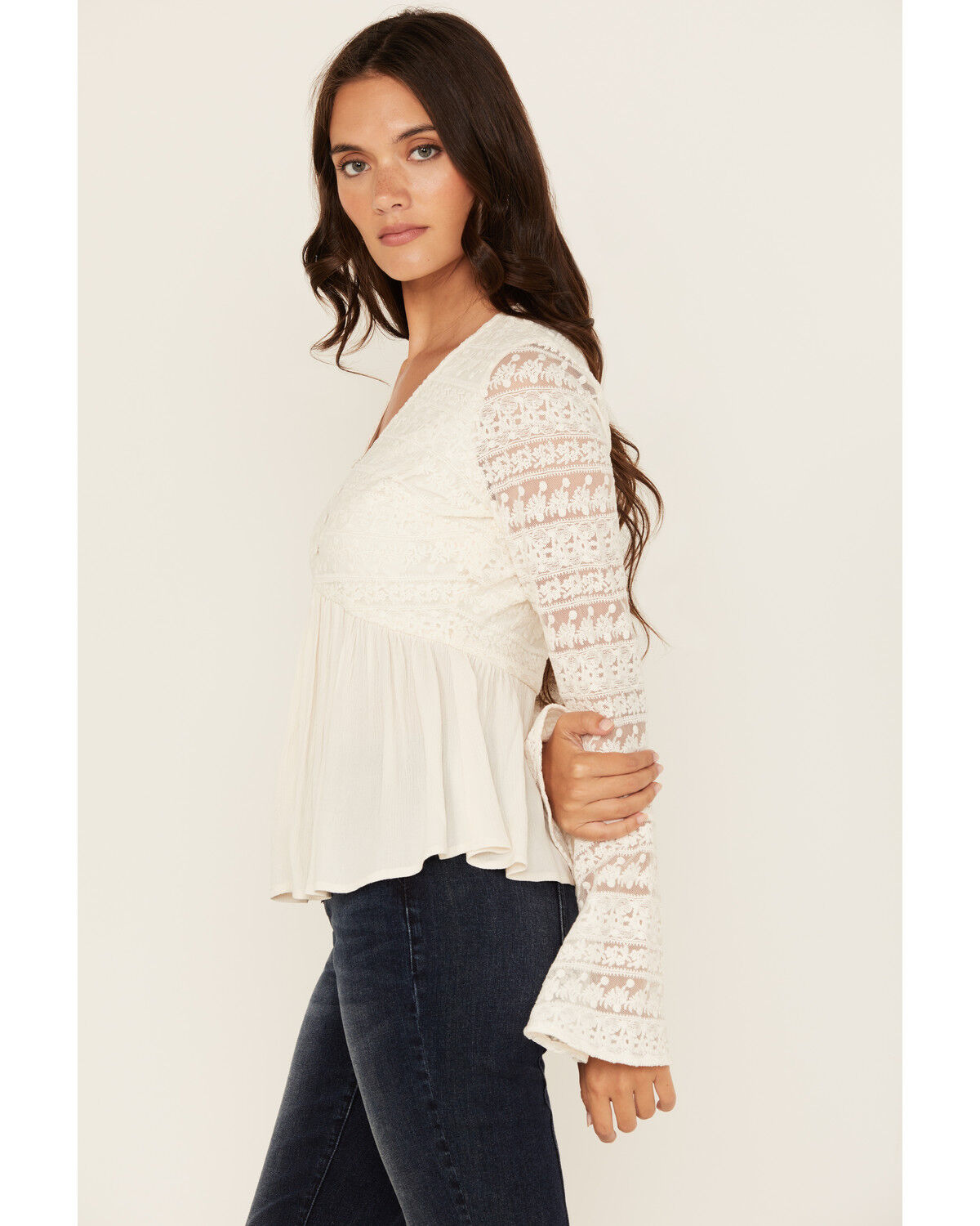 Shyanne Women's Lace Long Sleeve Button-Down Shirt