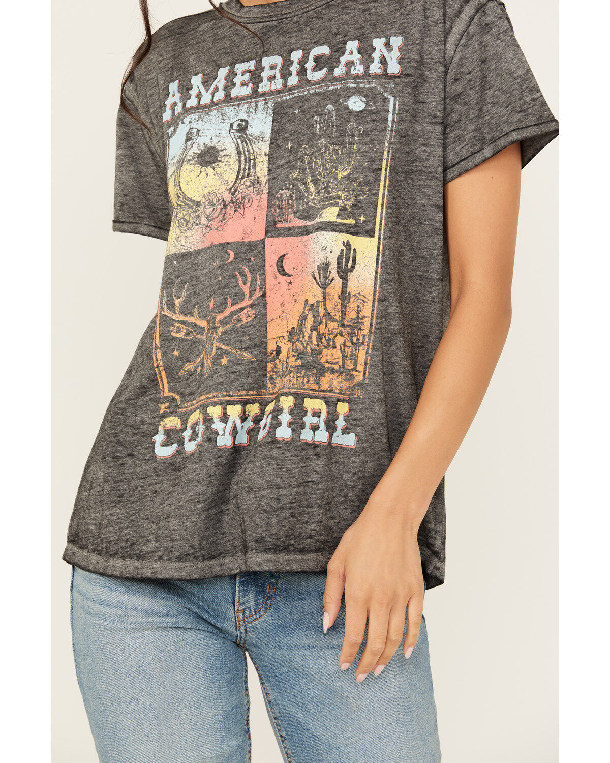 Blended Women's American Cowgirl Short Sleeve Graphic Tee