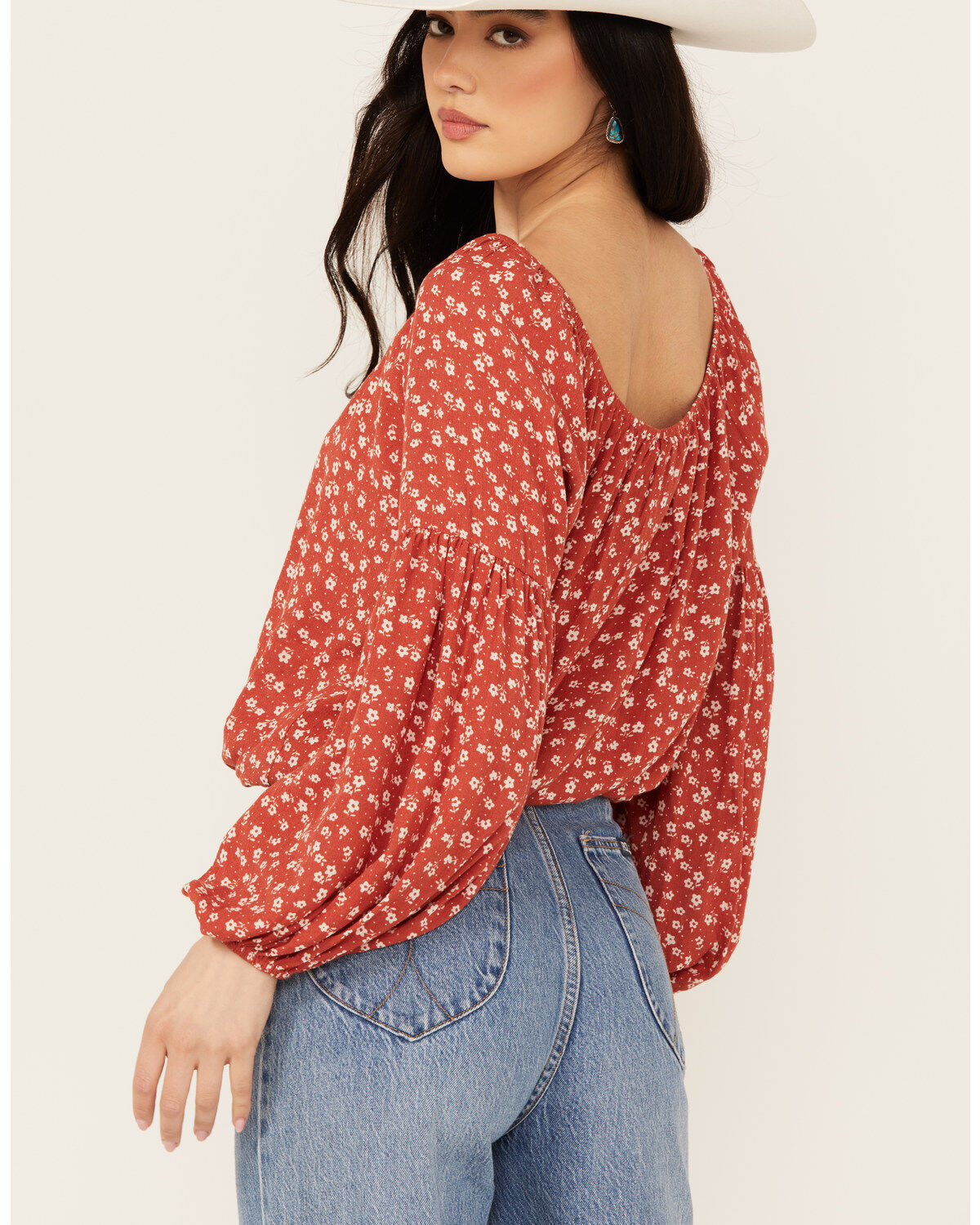 Wild Moss Women's Ditzy Floral Print Long Sleeve Shirt