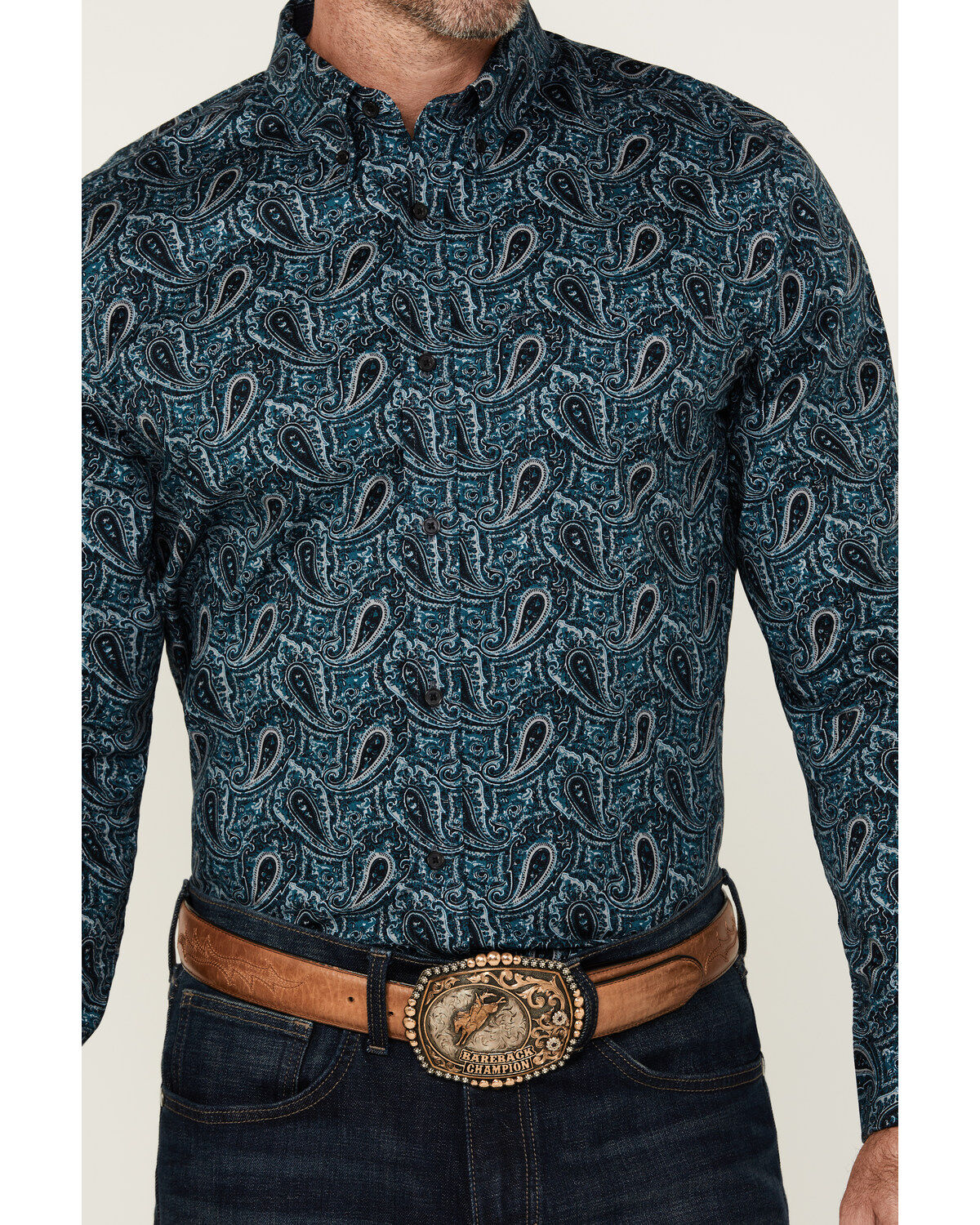 Cody James Men's Lasso Paisley Print Long Sleeve Button-Down Stretch Western Shirt
