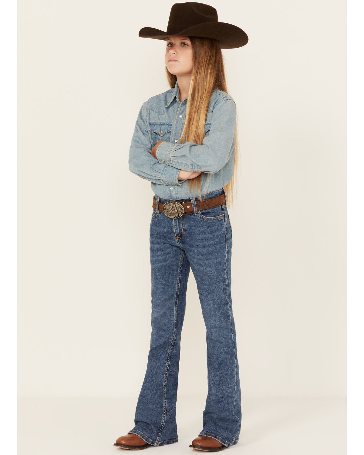 Wrangler Girls' Medium Wash Flare Denim Jeans