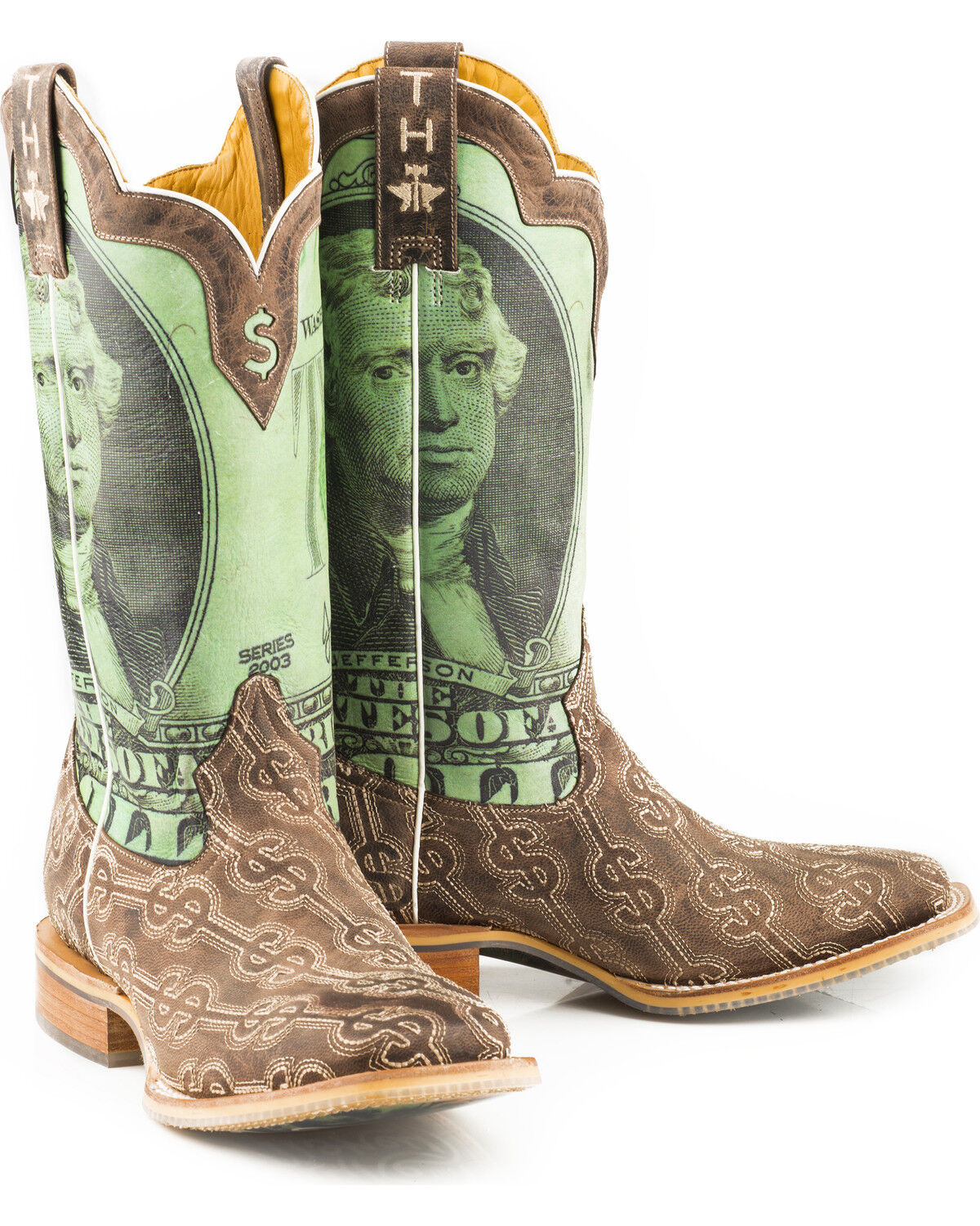 Tin Haul Men's Duece Take The Money And Run Western Boots - Broad Square Toe