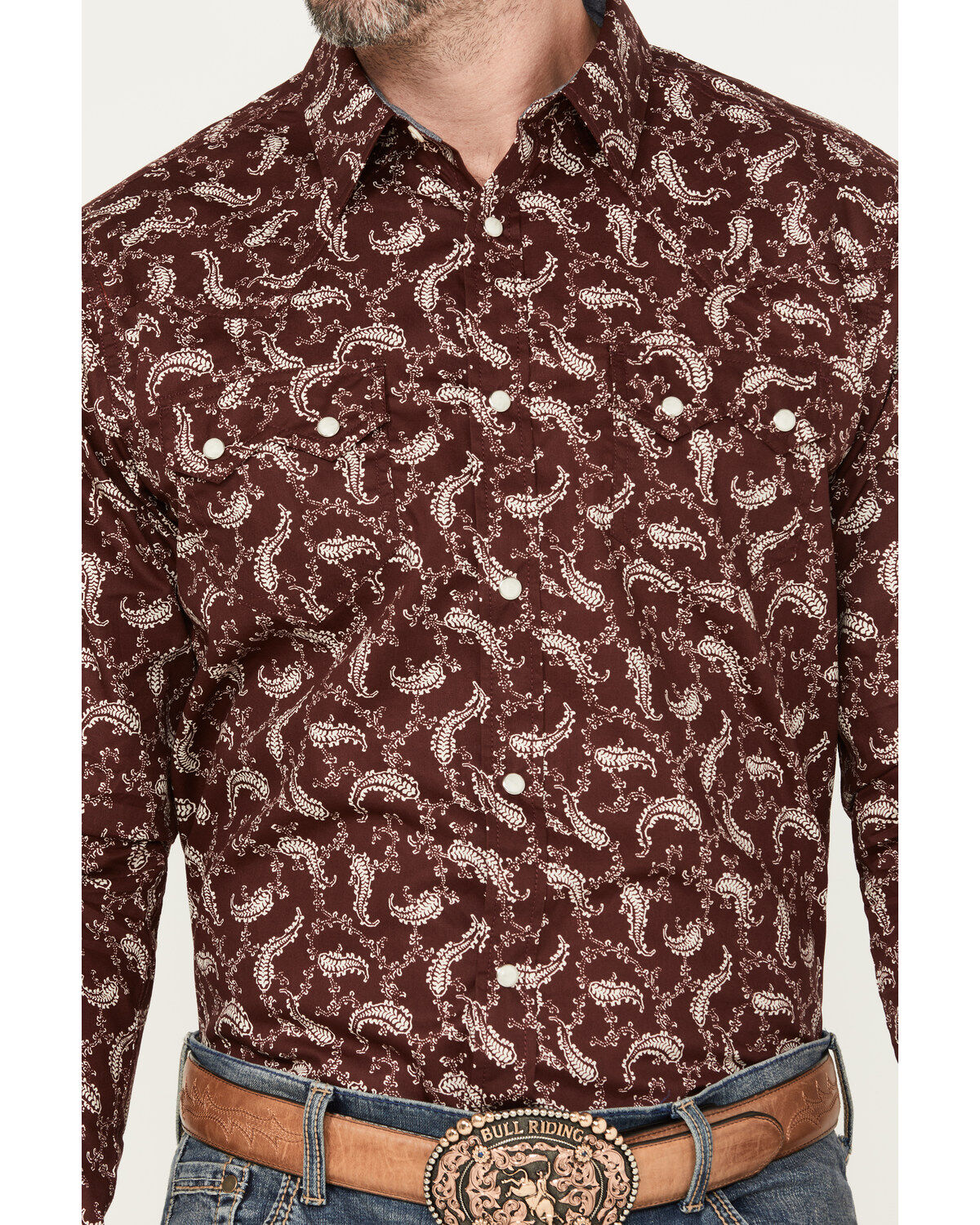 Cody James Men's Fiery Paisley Print Long Sleeve Snap Western Shirt