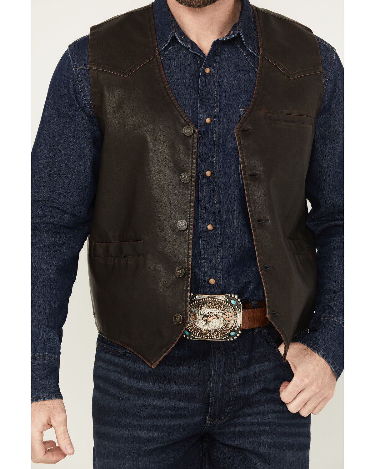 Cody James Men's Durango Button-Down Faux Leather Vest