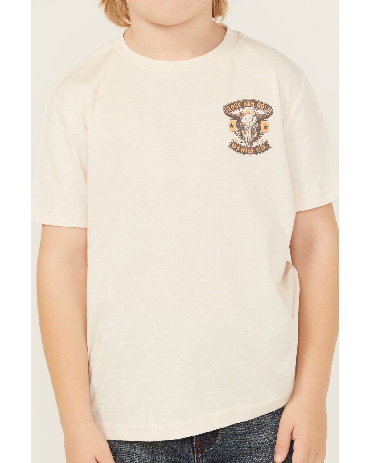Rock & Roll Denim Boys' Long Horn Short Sleeve Graphic T-Shirt