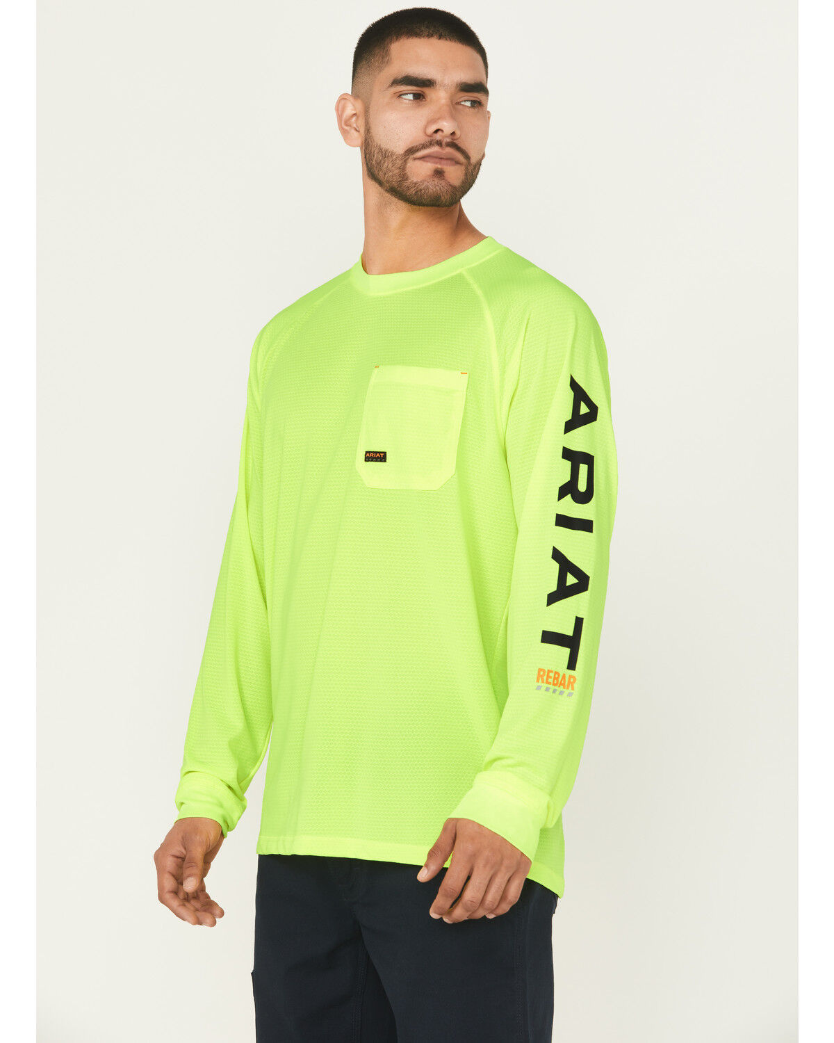 Ariat Men's Lime Rebar Heat Fighter Long Sleeve Work Pocket T-Shirt