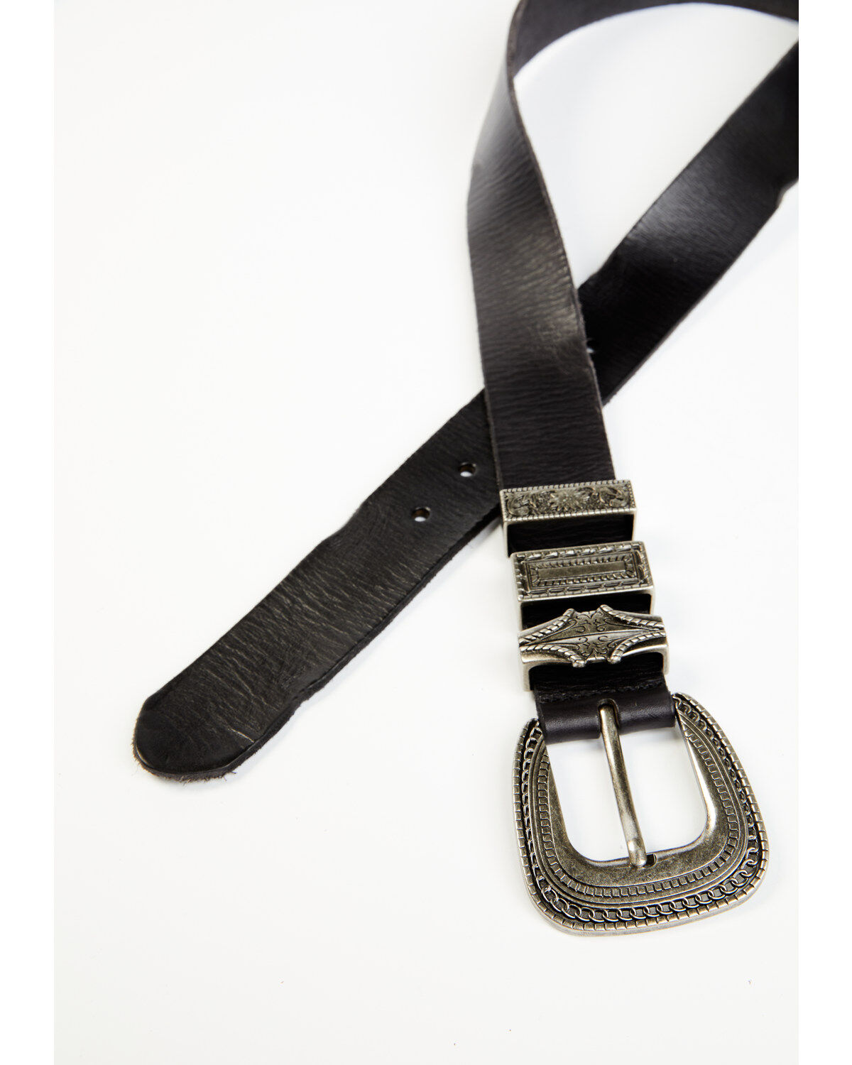 Shyanne Women's Black Triple Keeper Leather Belt