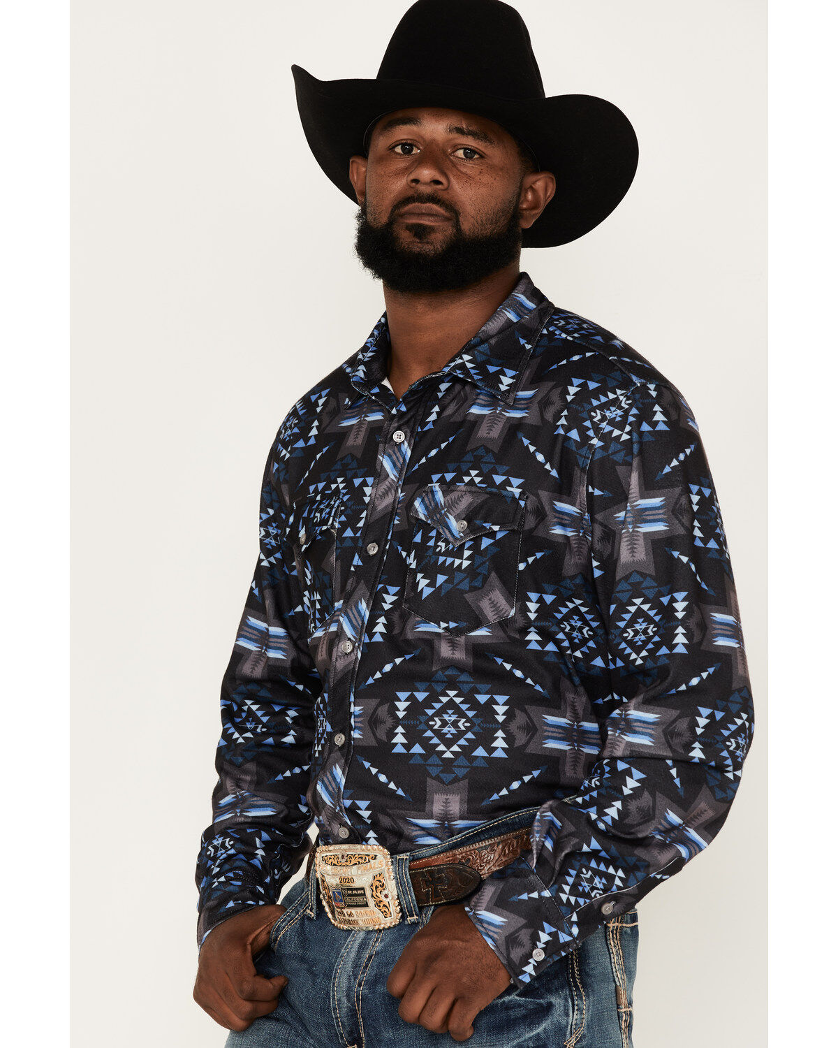 Rock & Roll Denim Men's Southwestern Knit Long Sleeve Button Down Shirt