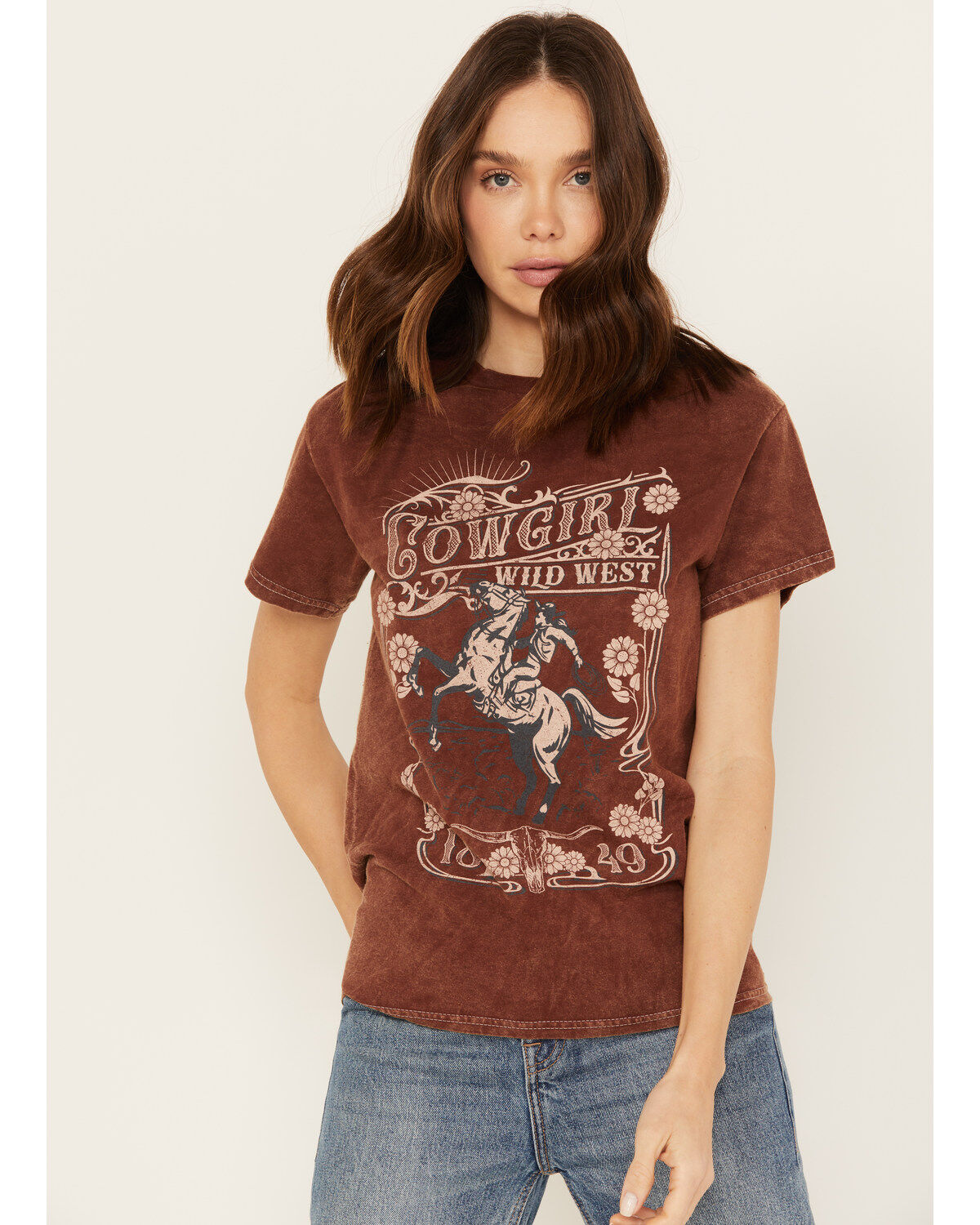 Youth in Revolt Women's Cowgirl Wild West Short Sleeve Graphic Tee