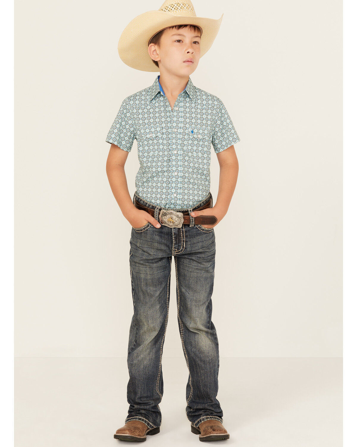 Rock & Roll Denim Boys' Dark Wash Rope Stitch Stretch Bootcut Jeans