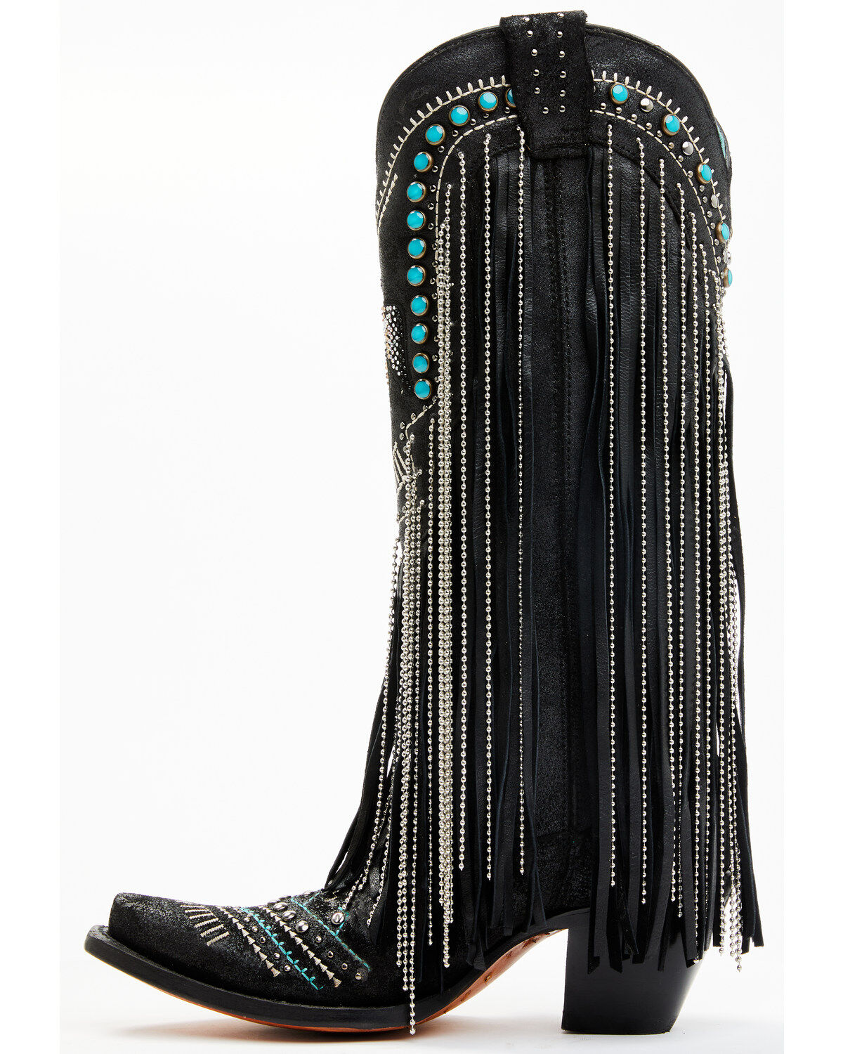 Corral Women's Embroidered and Crystal Eagle Fringe Western Boots - Snip Toe