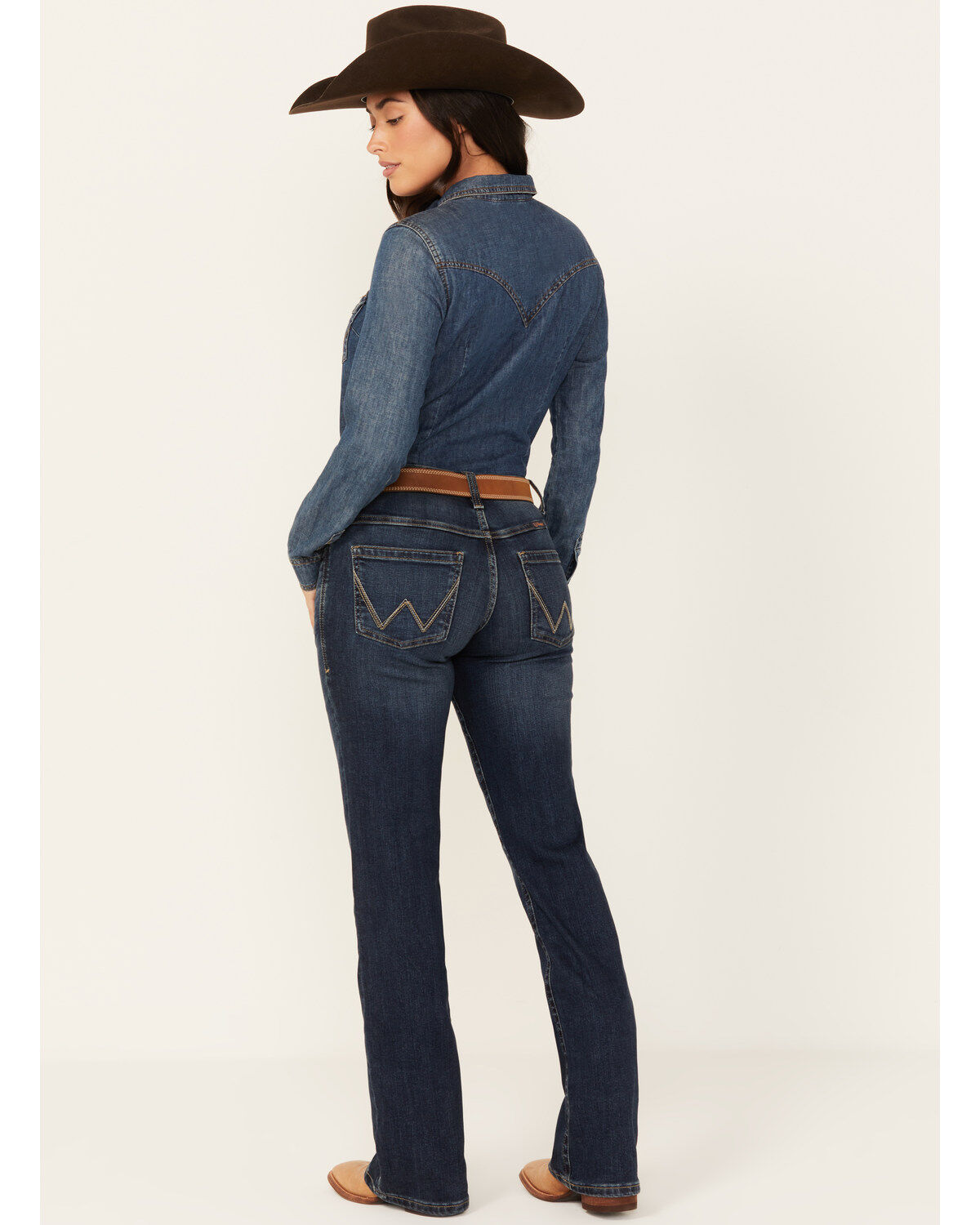 Wrangler Women's Jade Dark Wash Mid Rise Relaxed Bootcut Ultimate Riding Jeans