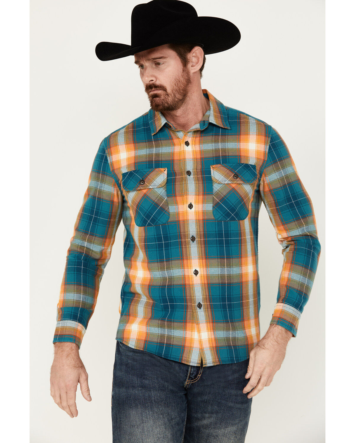 Pendleton Men's Beach Shack Plaid Print Long Sleeve Button-Down Western Shirt