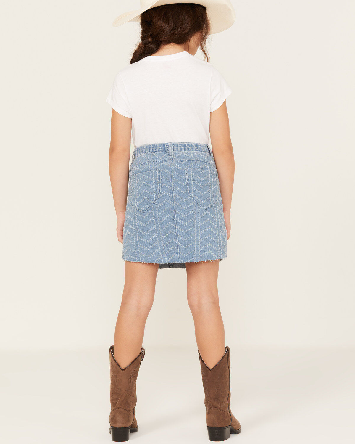 Hayden Girls' Herringbone Textured Denim Skirt